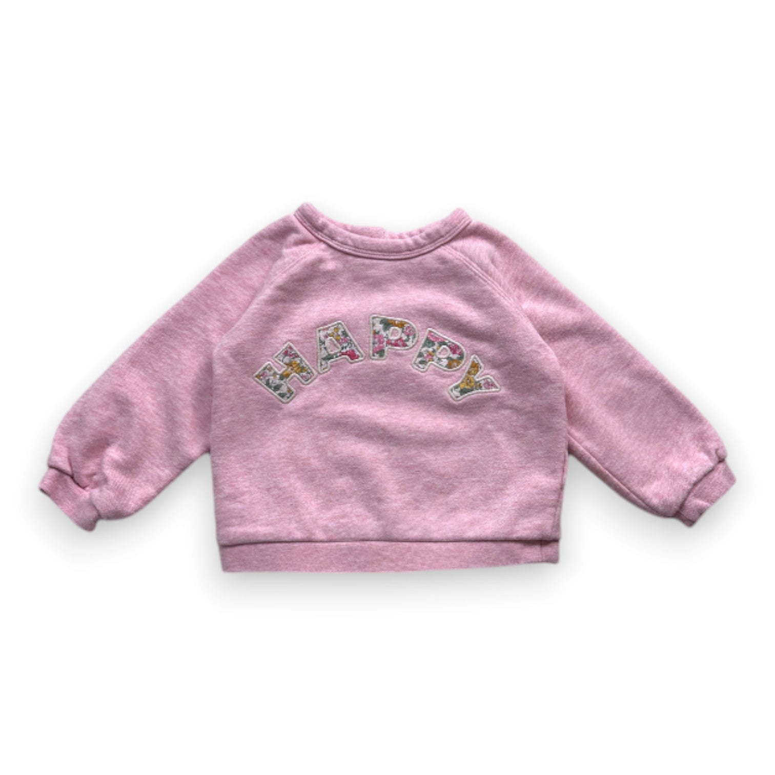 CYRILLUS - pink sweatshirt with "Happy" embroidery - 2 years