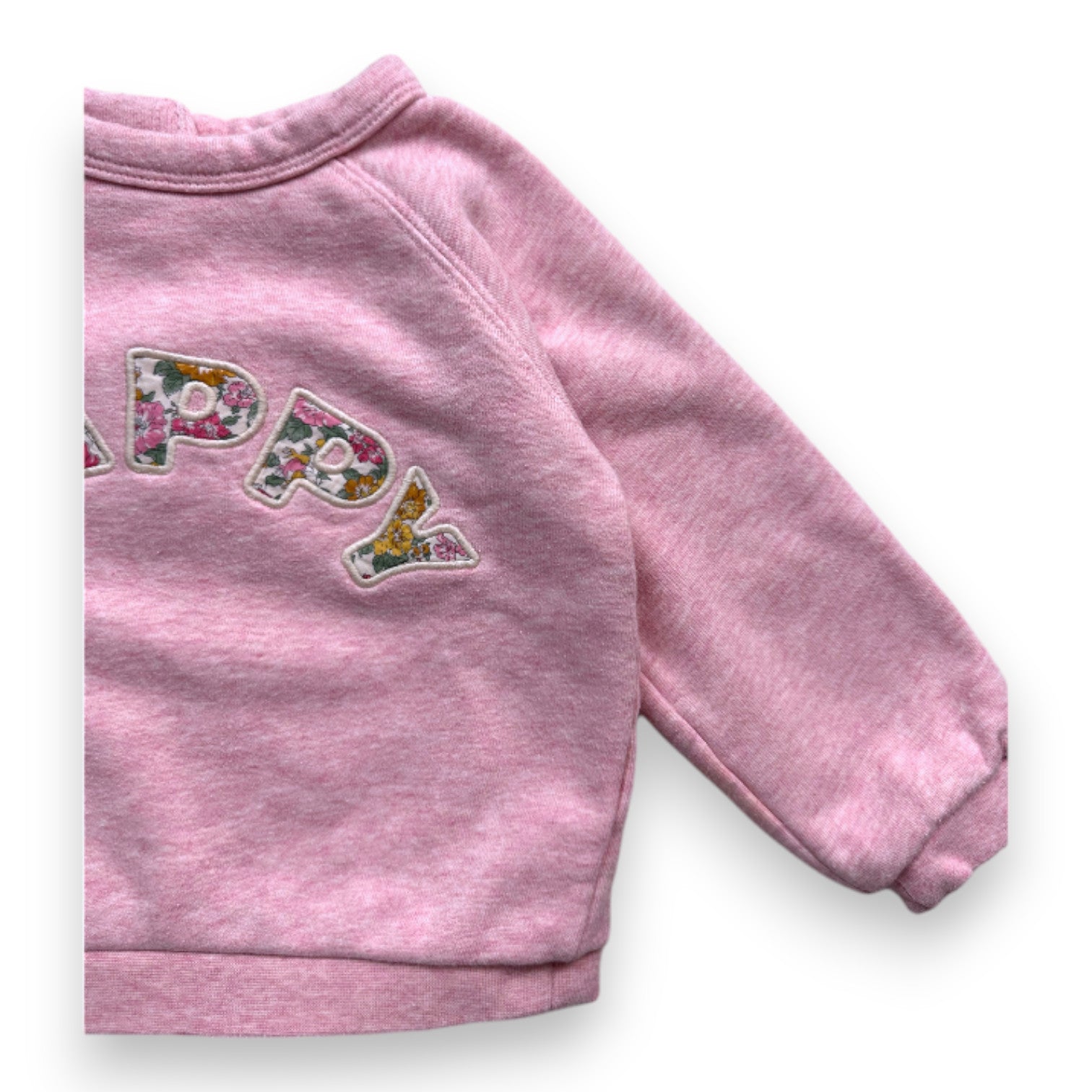 CYRILLUS - pink sweatshirt with "Happy" embroidery - 2 years