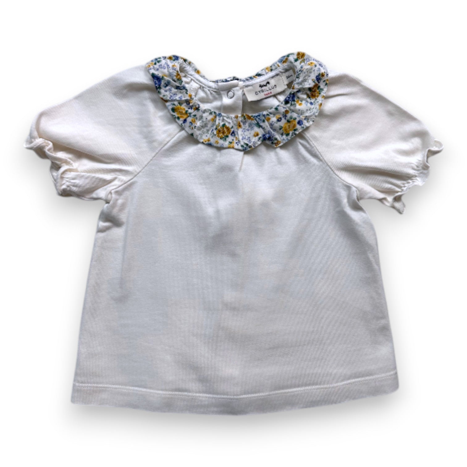 CYRILLUS - T-shirt avec col volant à fleurs - 2 ans