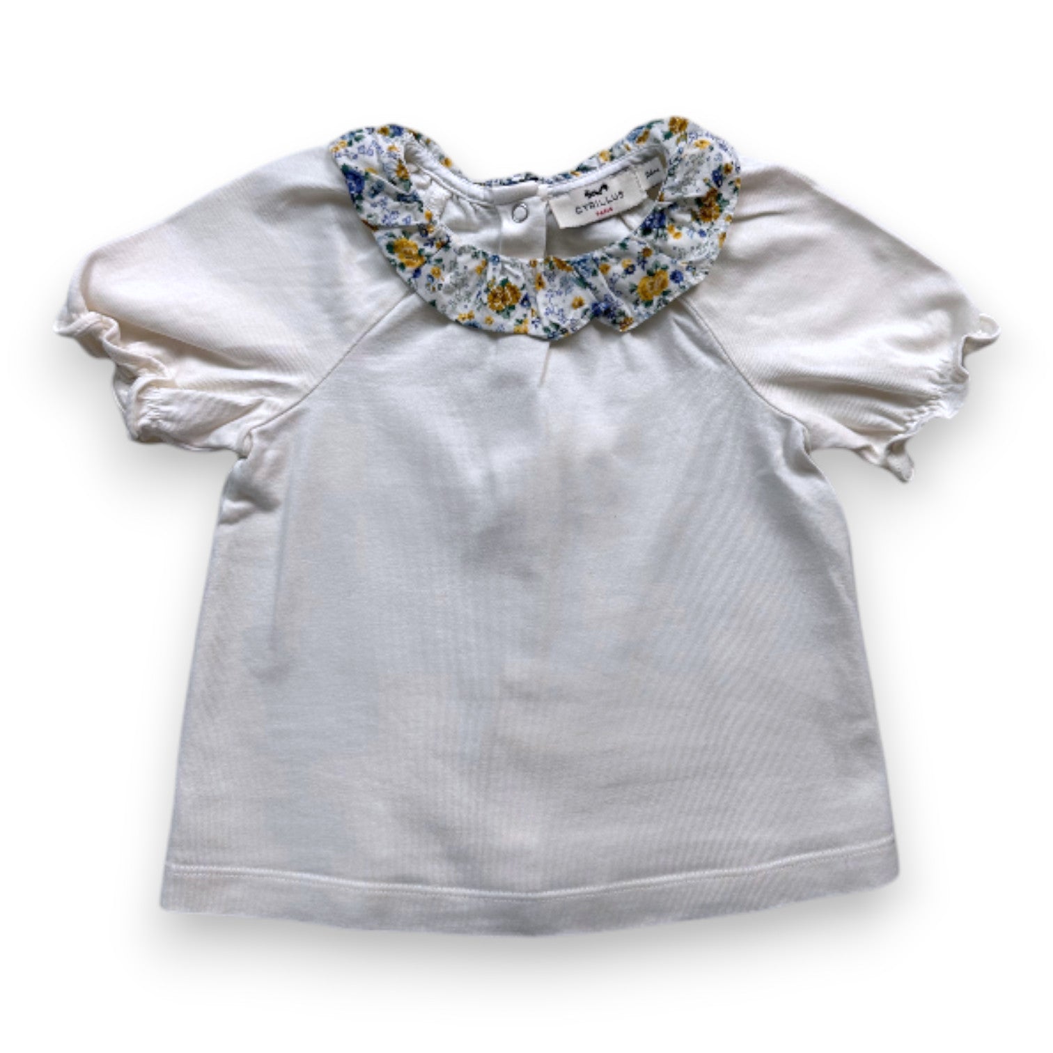 CYRILLUS - T-shirt with floral ruffled collar - 2 years