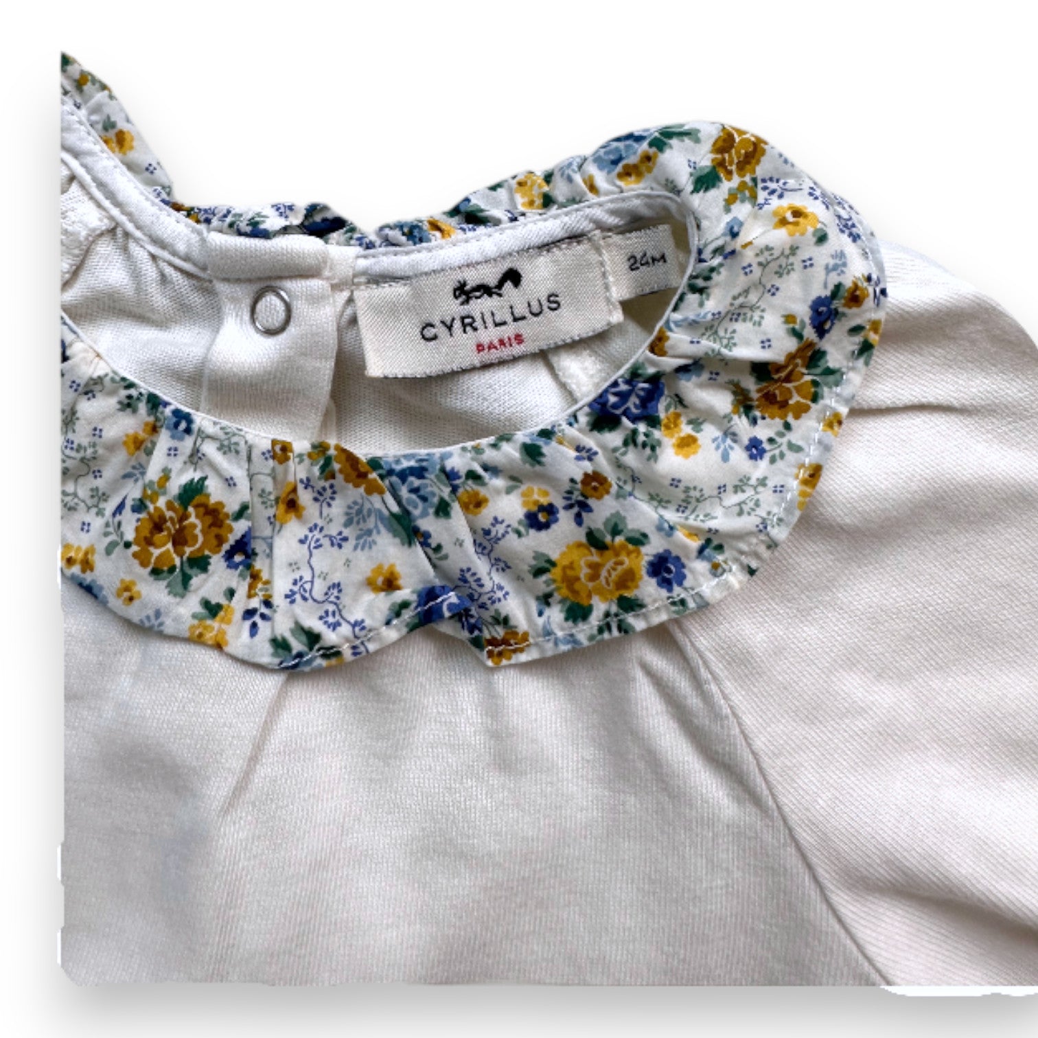CYRILLUS - T-shirt with floral ruffled collar - 2 years