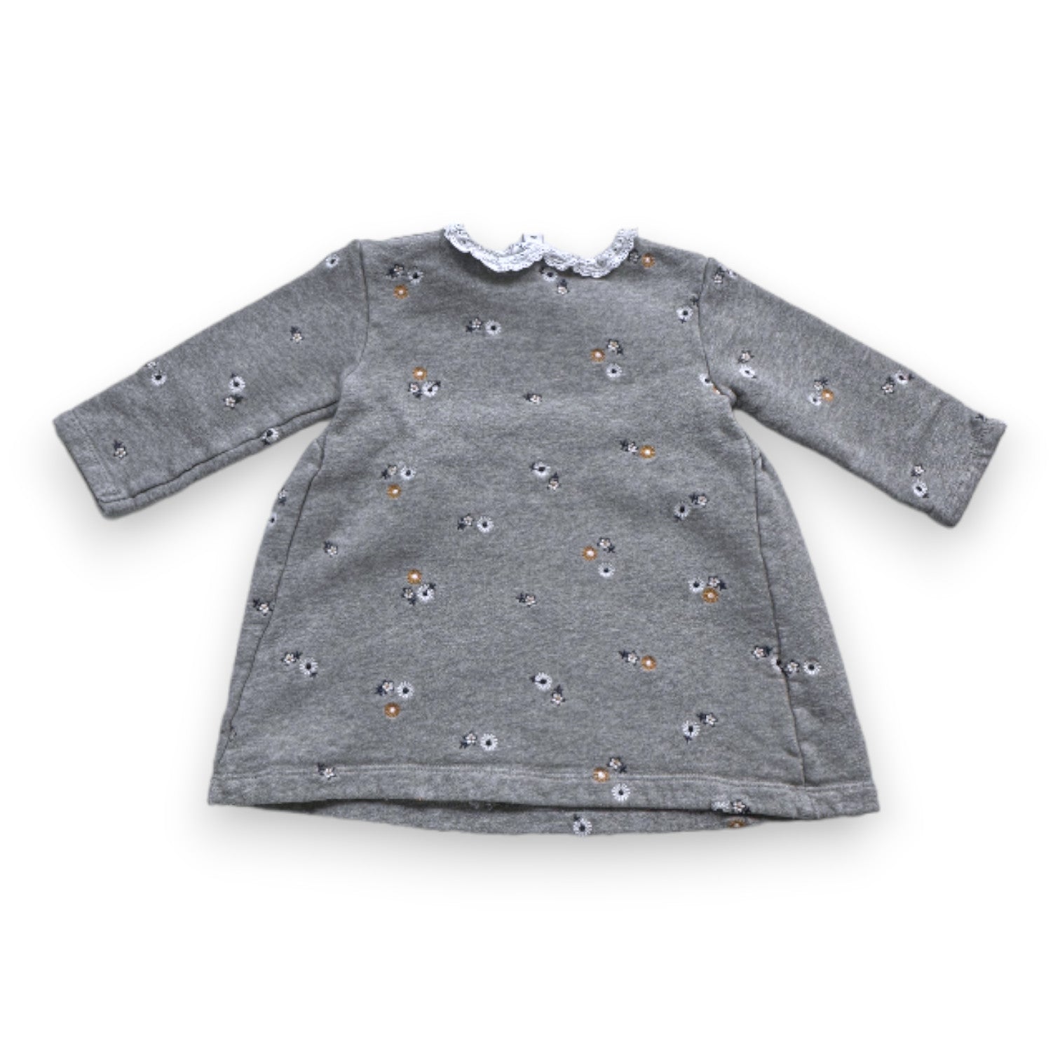 TARTINE ET CHOCOLAT - Graues Blumenkleid mit langen Ärmeln - 2 Jahre