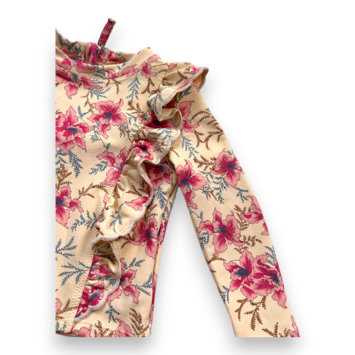 LOUISE MISHA - beiges Badeanzug-Set mit rosa Blumen - 12 Monate
