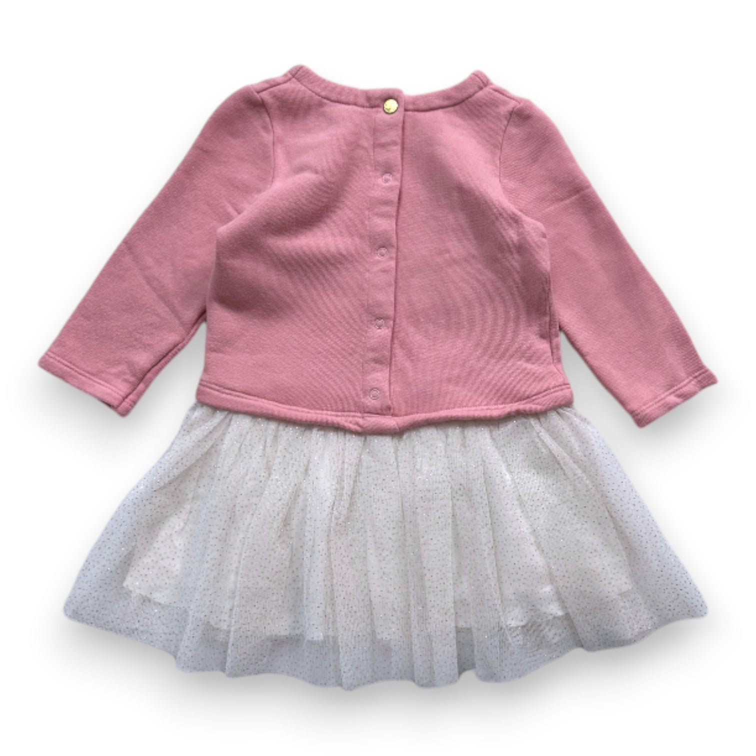 PETIT BATEAU - Rosa Kleid und weiß-goldener Tüllrock - 18 Monate