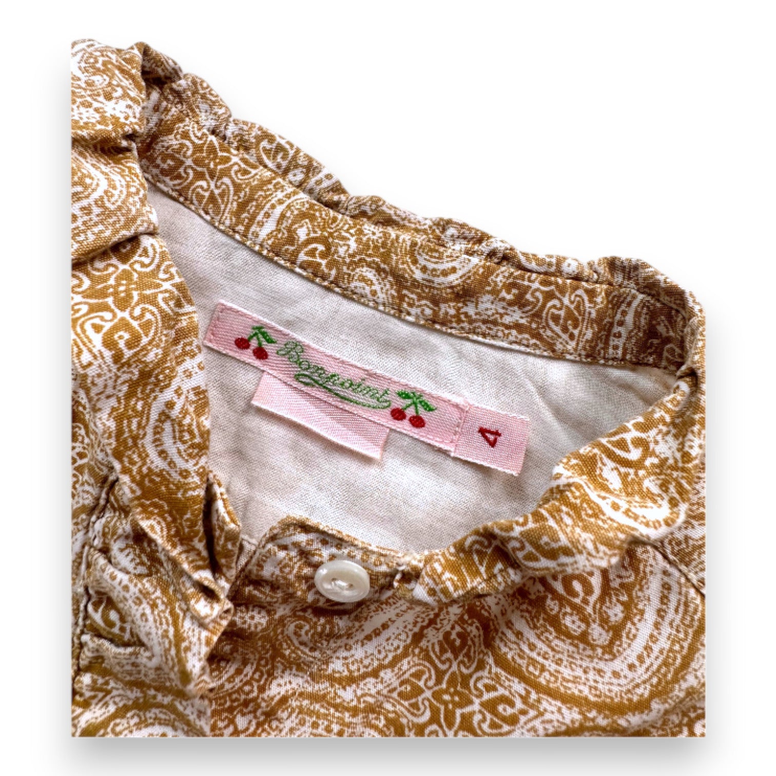 BONPOINT - Weiß-braun gemustertes Hemd - 4 Jahre