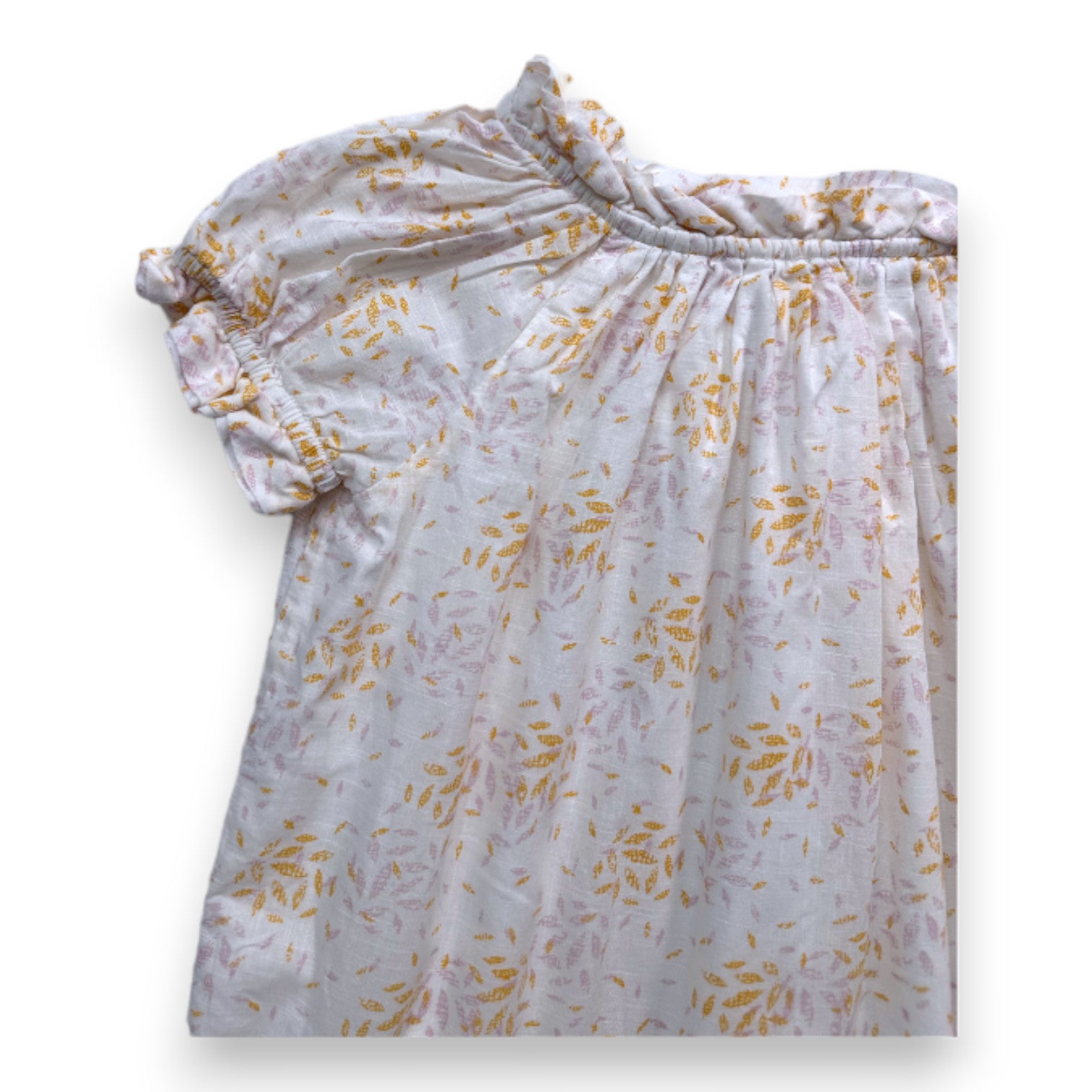 BONPOINT - Robe blanche avec imprimés violets et jaunes - 4 ans
