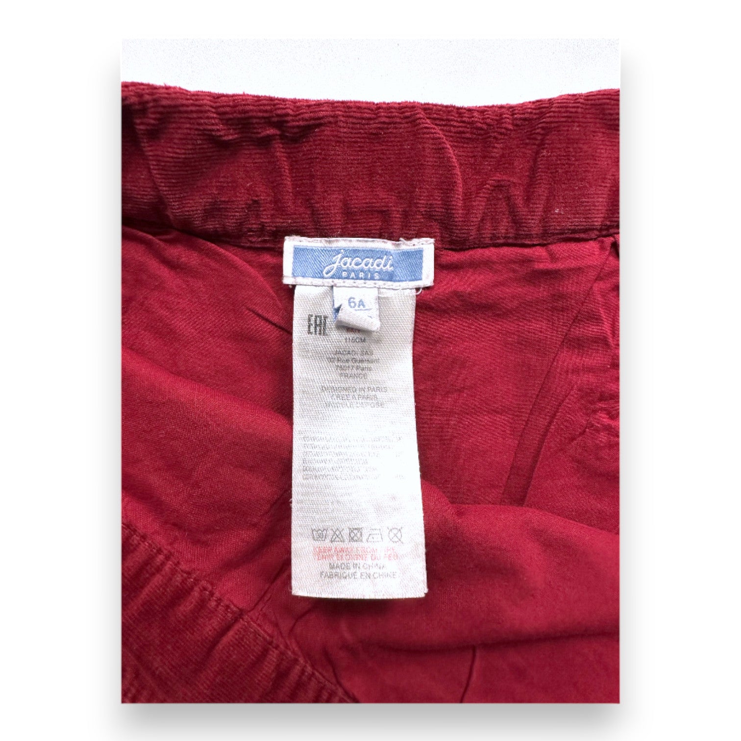 Jacadi - Short en velours rouge - 6 ans
