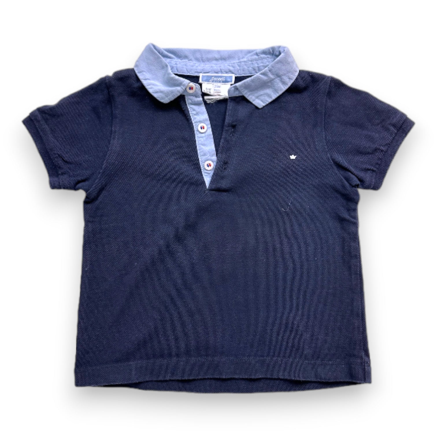 JACADI - Marineblaues Langarm-Poloshirt - 3 Jahre