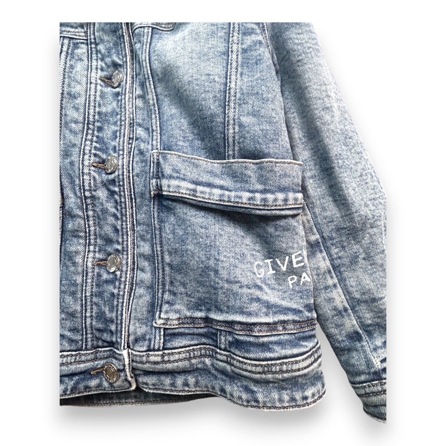 GIVENCHY - Veste en jean à col fourrure noire - 8 ans