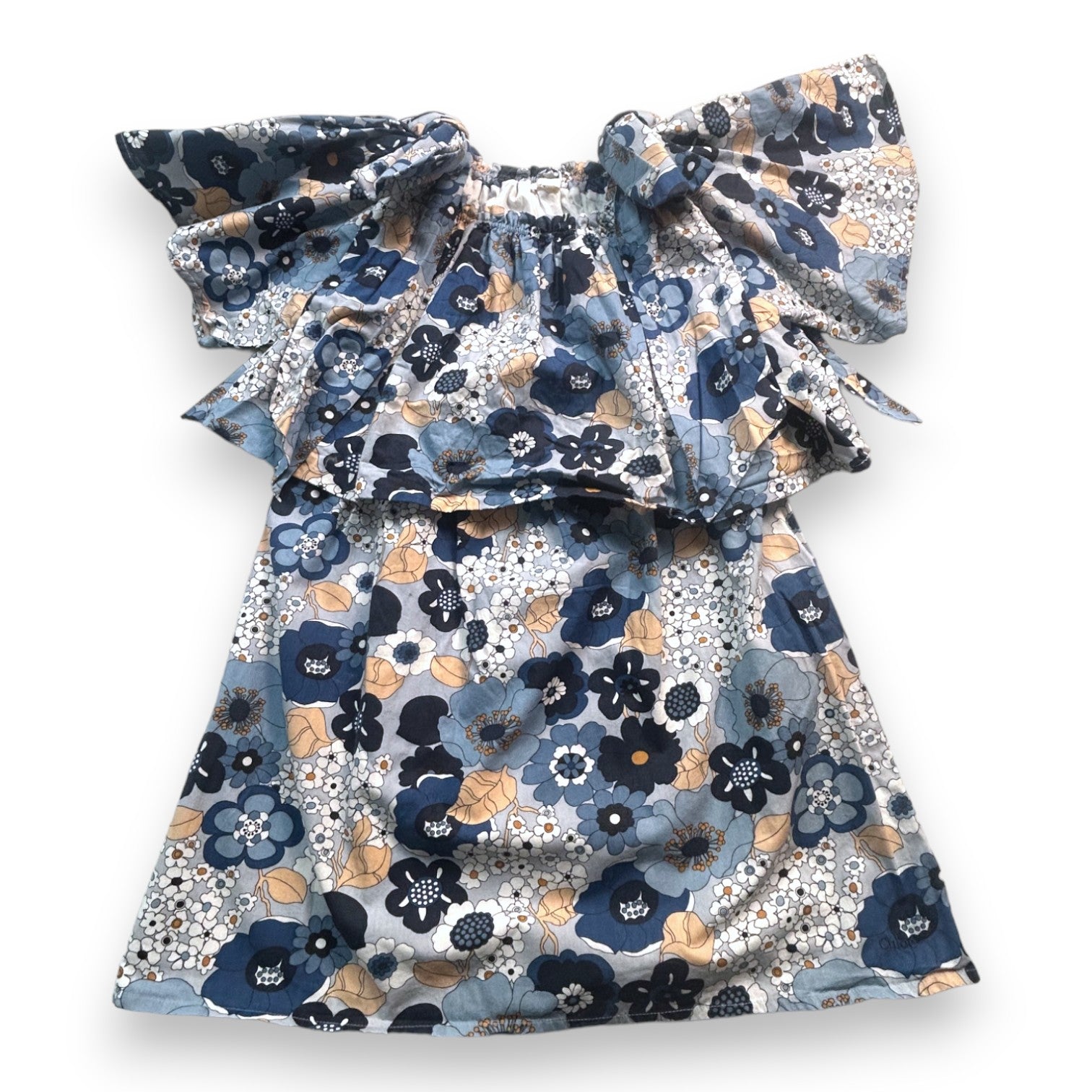 CHLOE - Robe volantée bleue imprimé fleurs - 10 ans