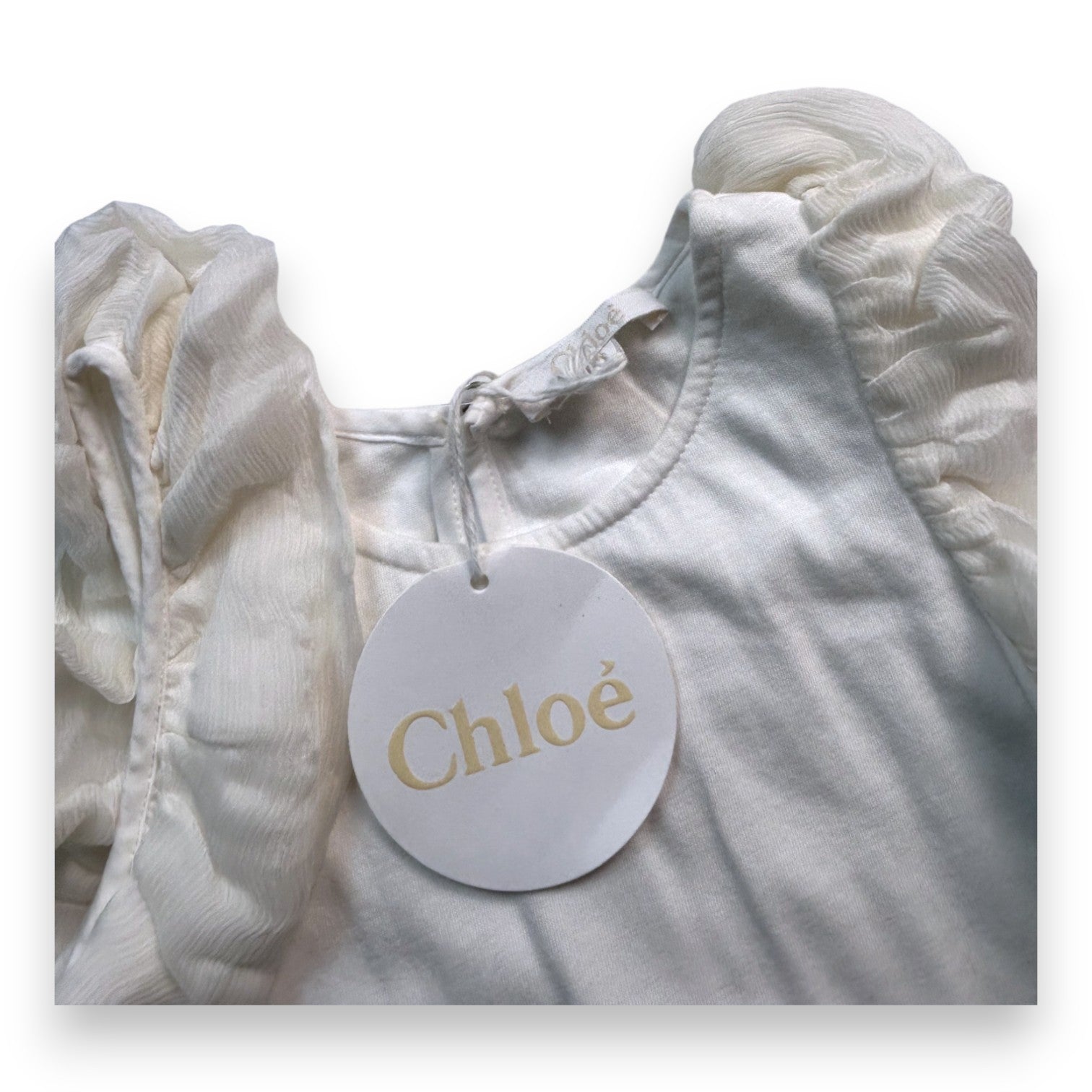 CHLOE - Robe blanche fluide en soie (neuf) - 4 ans