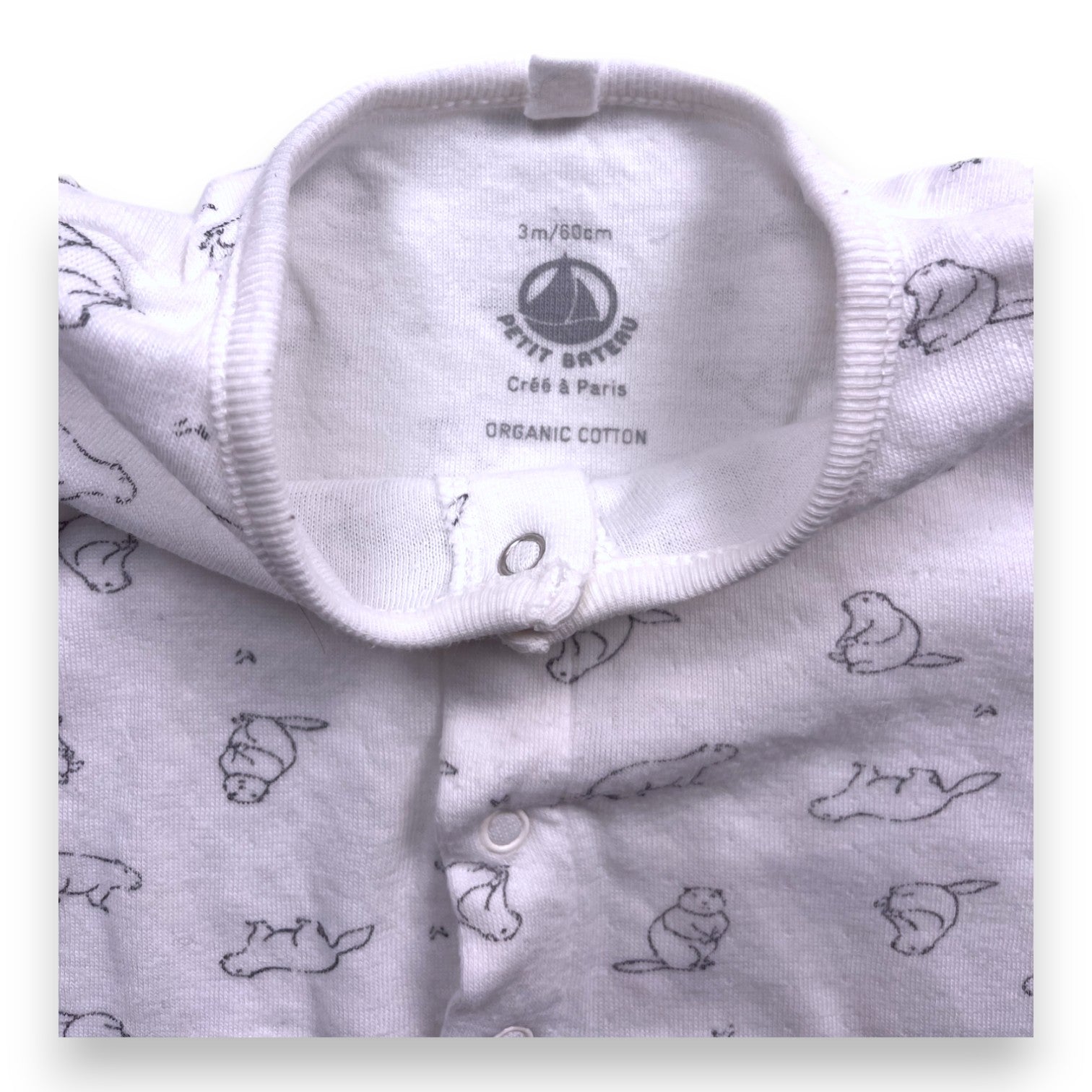 PETIT BATEAU - Ensemble pyjama blanc à motifs - 3 mois