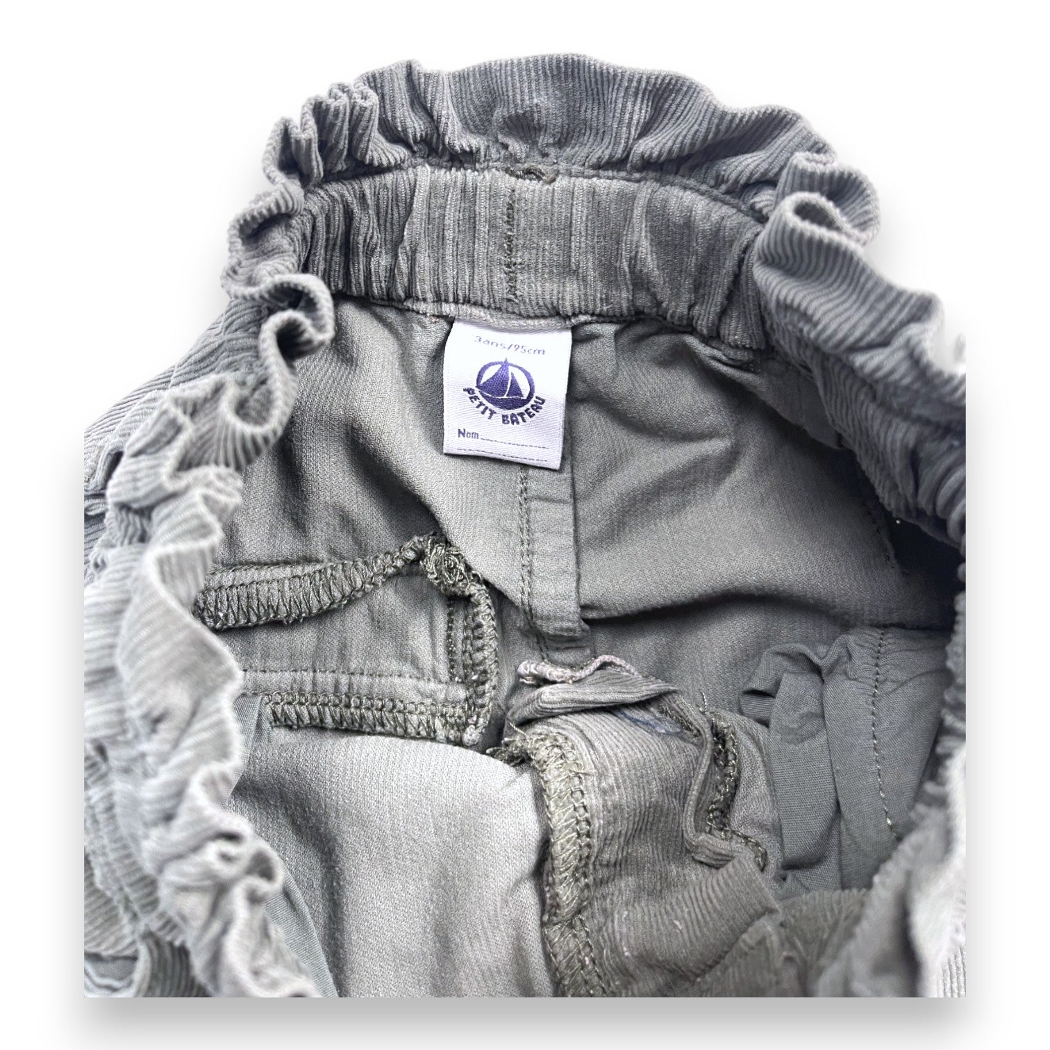 PETIT BATEAU - Pantalon velours vert - 3 ans