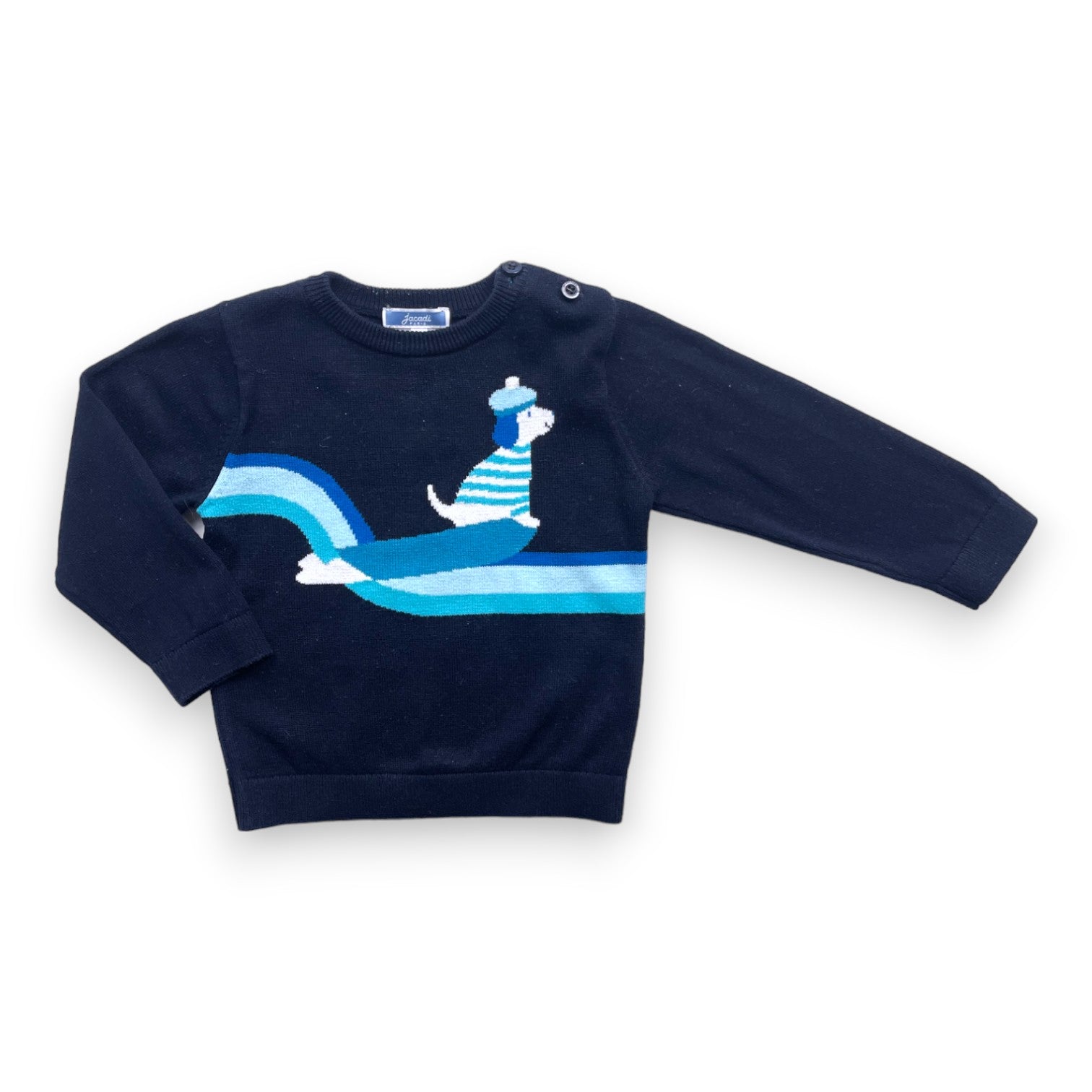 JACADI - Navy blue patterned sweater - 18 months