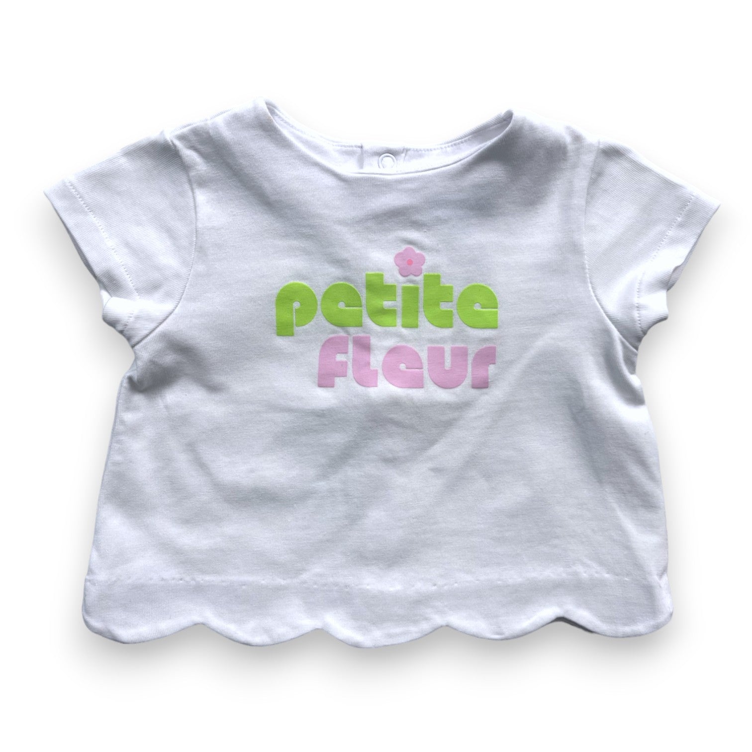 JACADI - White "Little Flower" T-shirt - 6 months