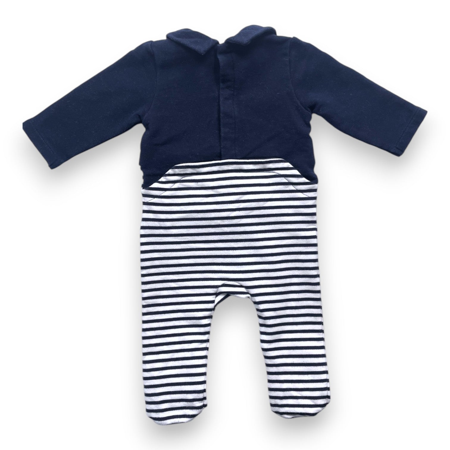 JACADI - Navy blue striped jumpsuit - 6 months