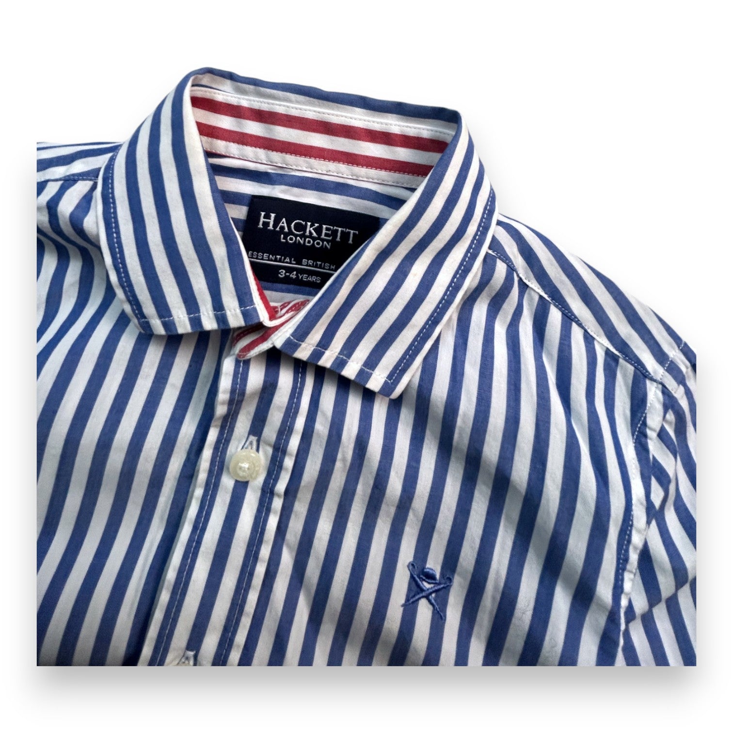 HACKETT - Chemise blanche à rayures bleues - 3/4 ans