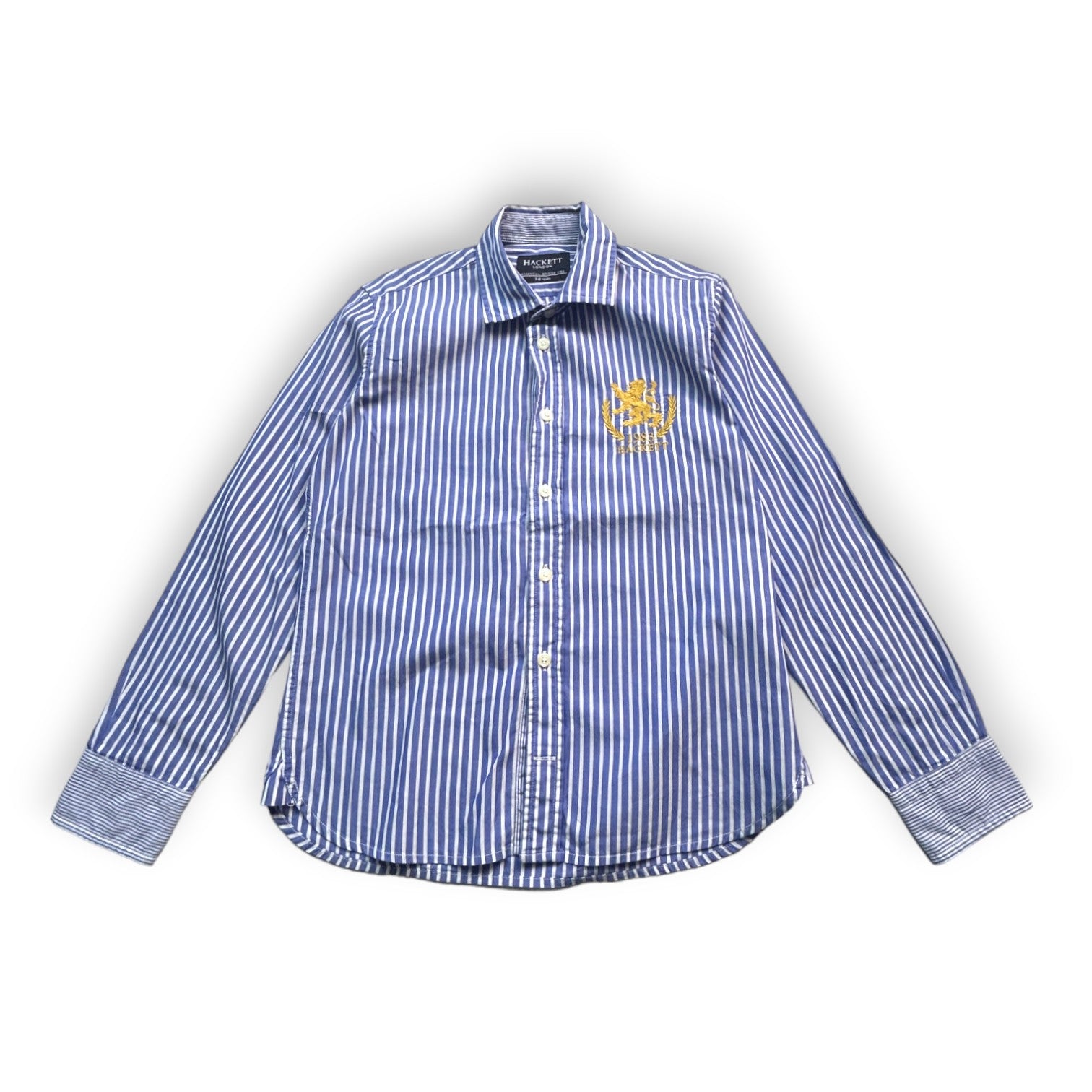 HACKETT - Chemise blanche à rayures bleues foncé  - 7/8 ans