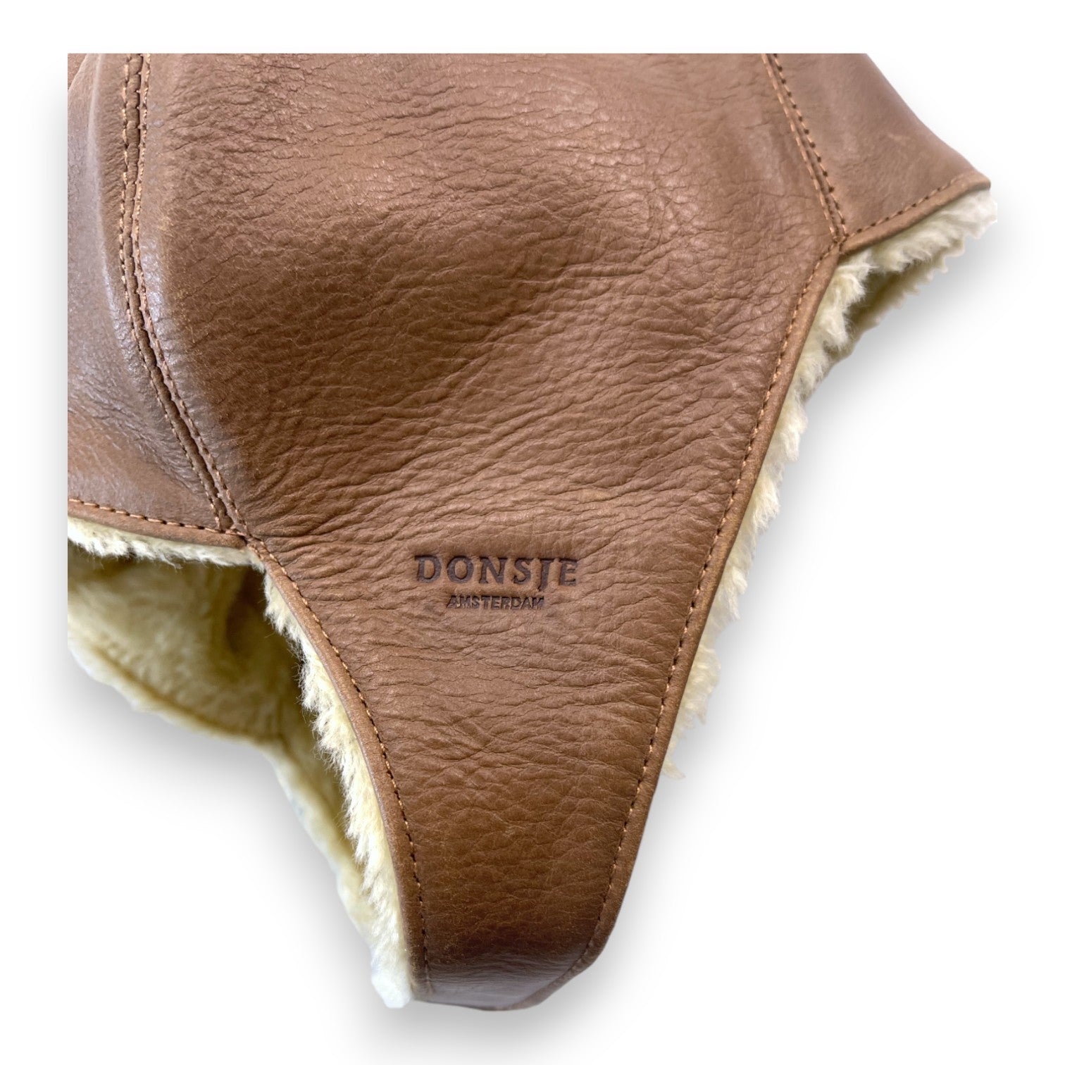 DONSJE - Brown leather bear hat - 3/4 years
