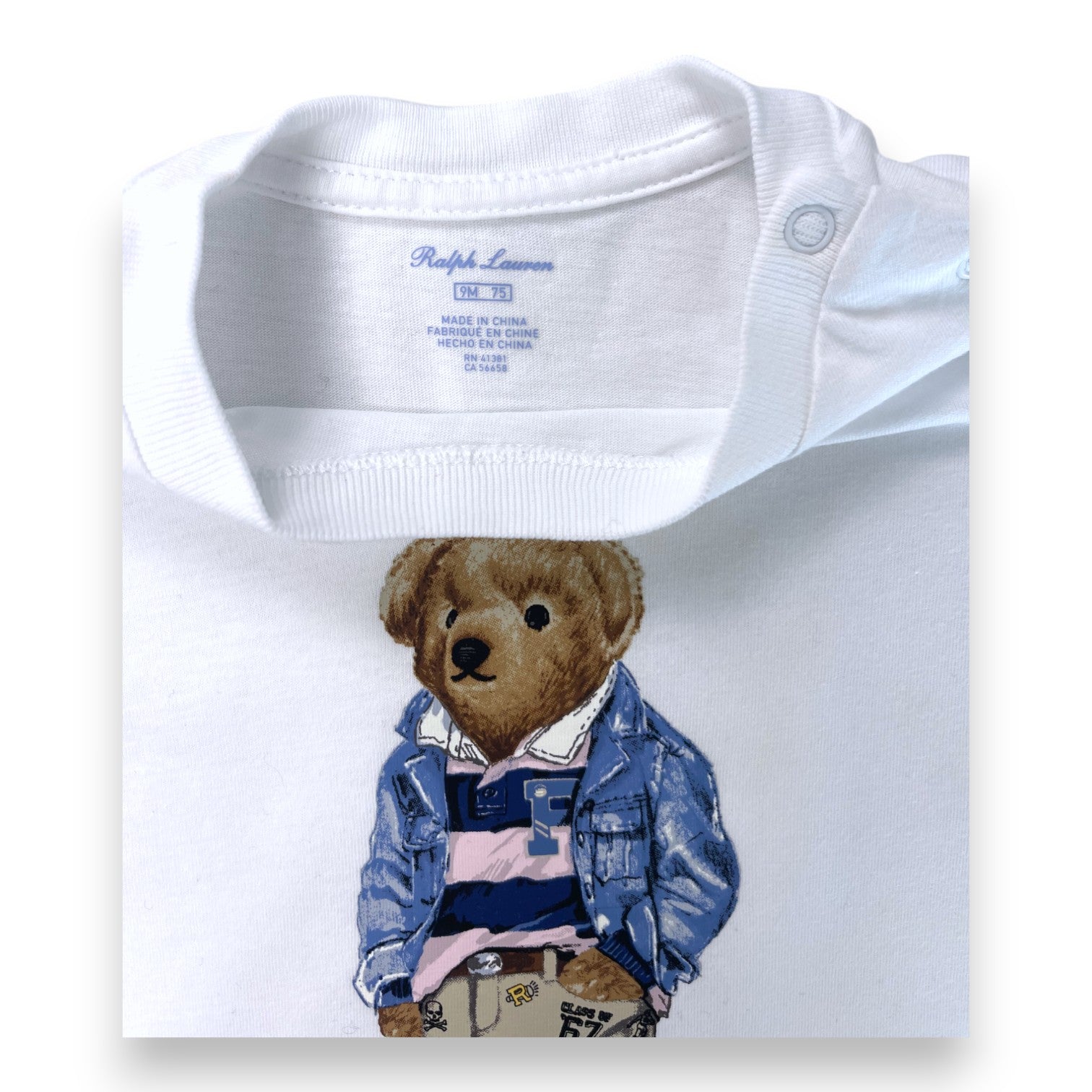 RALPH LAUREN - T shirt blanc polo bear - 9 mois