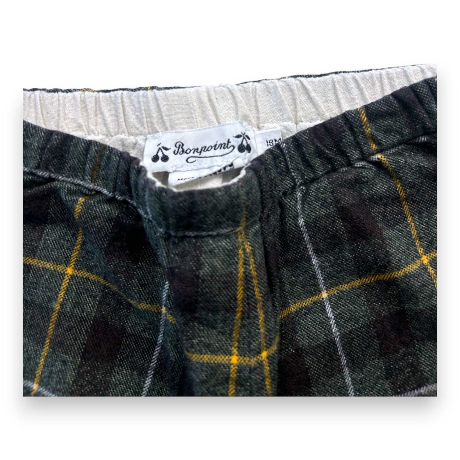 BONPOINT - Pantalon vert à carreaux - 18 mois