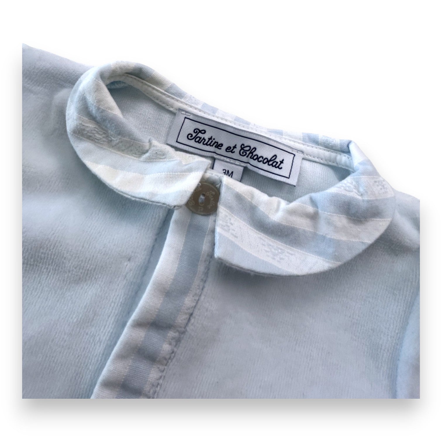 TARTINE ET CHOCOLAT - Pyjama bleu clair en velours - 3 mois