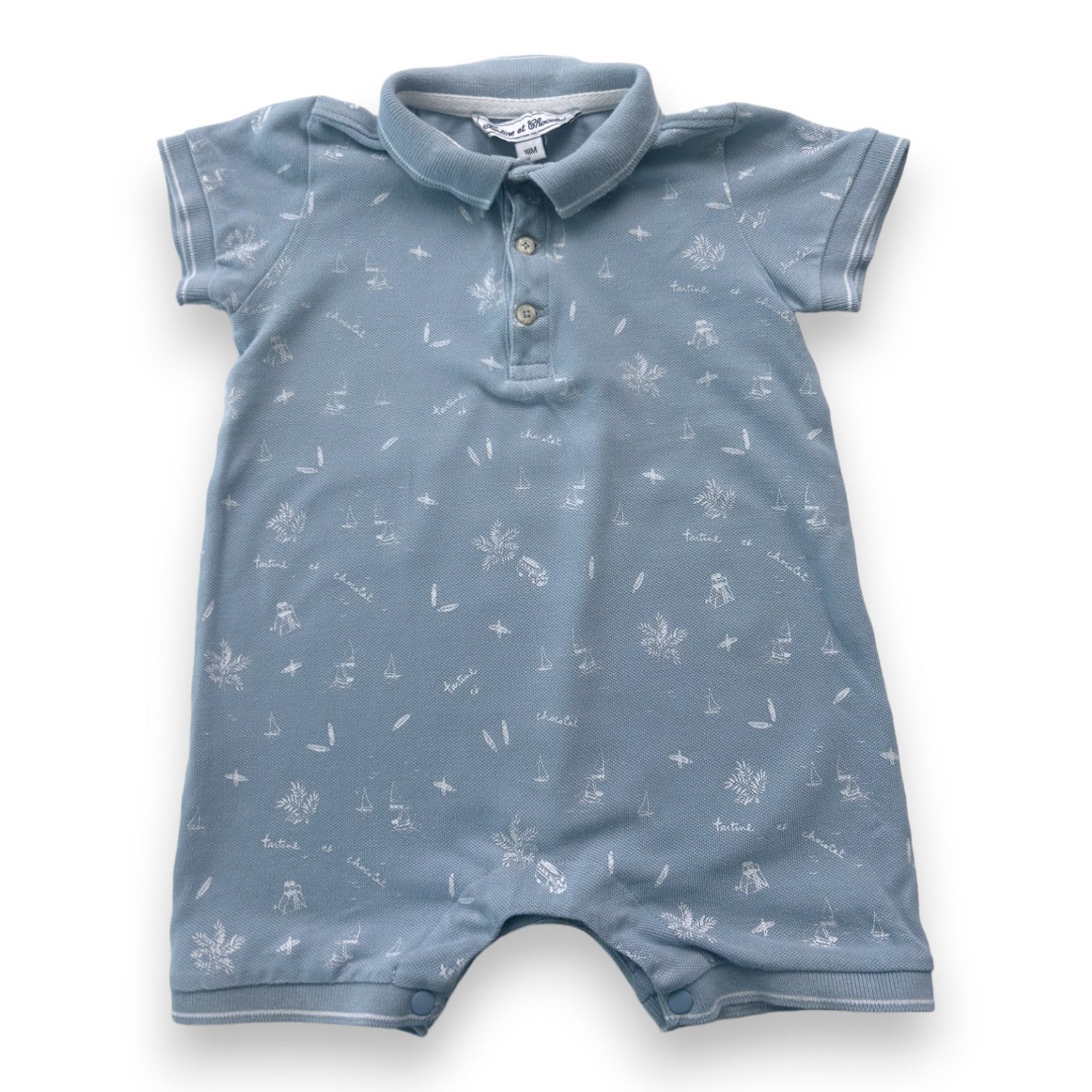 TARTINE ET CHOCOLAT - Combinaison polo bleue - 18 mois