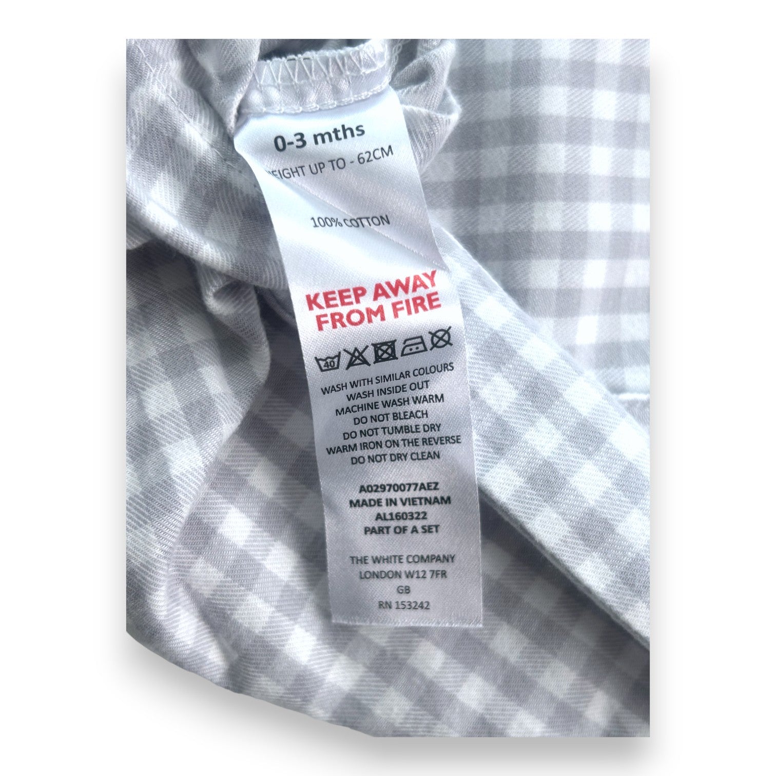 THE LITTLE WHITE COMPANY - Checked jumpsuit - 0/3 months