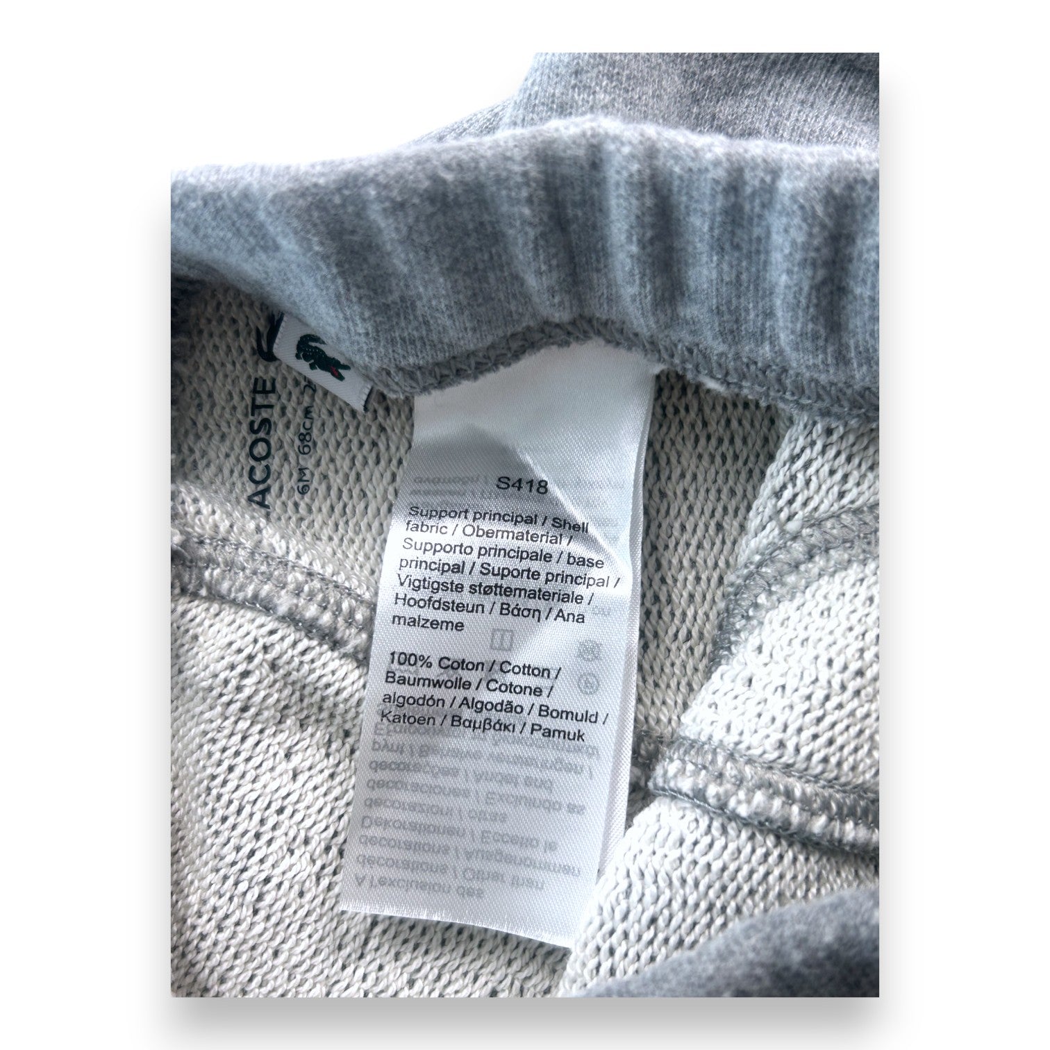 LACOSTE - Short gris - 6 mois