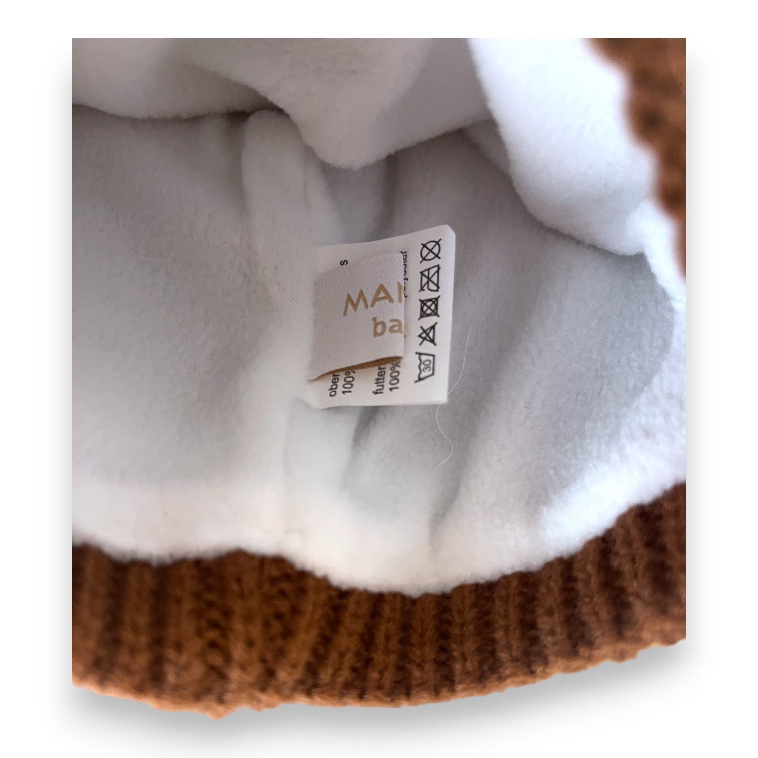 MANOR - Brown teddy bear hat (new) - 6/12 months
