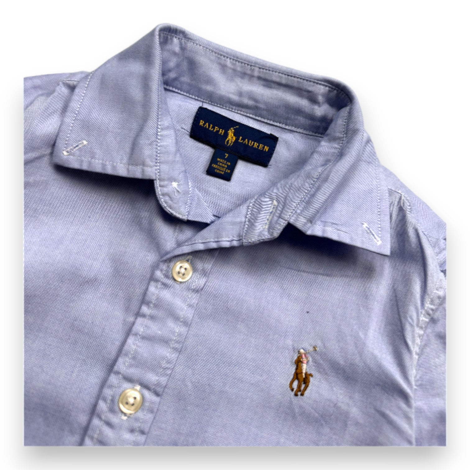 RALPH LAUREN - Blue long-sleeved shirt - 7 years