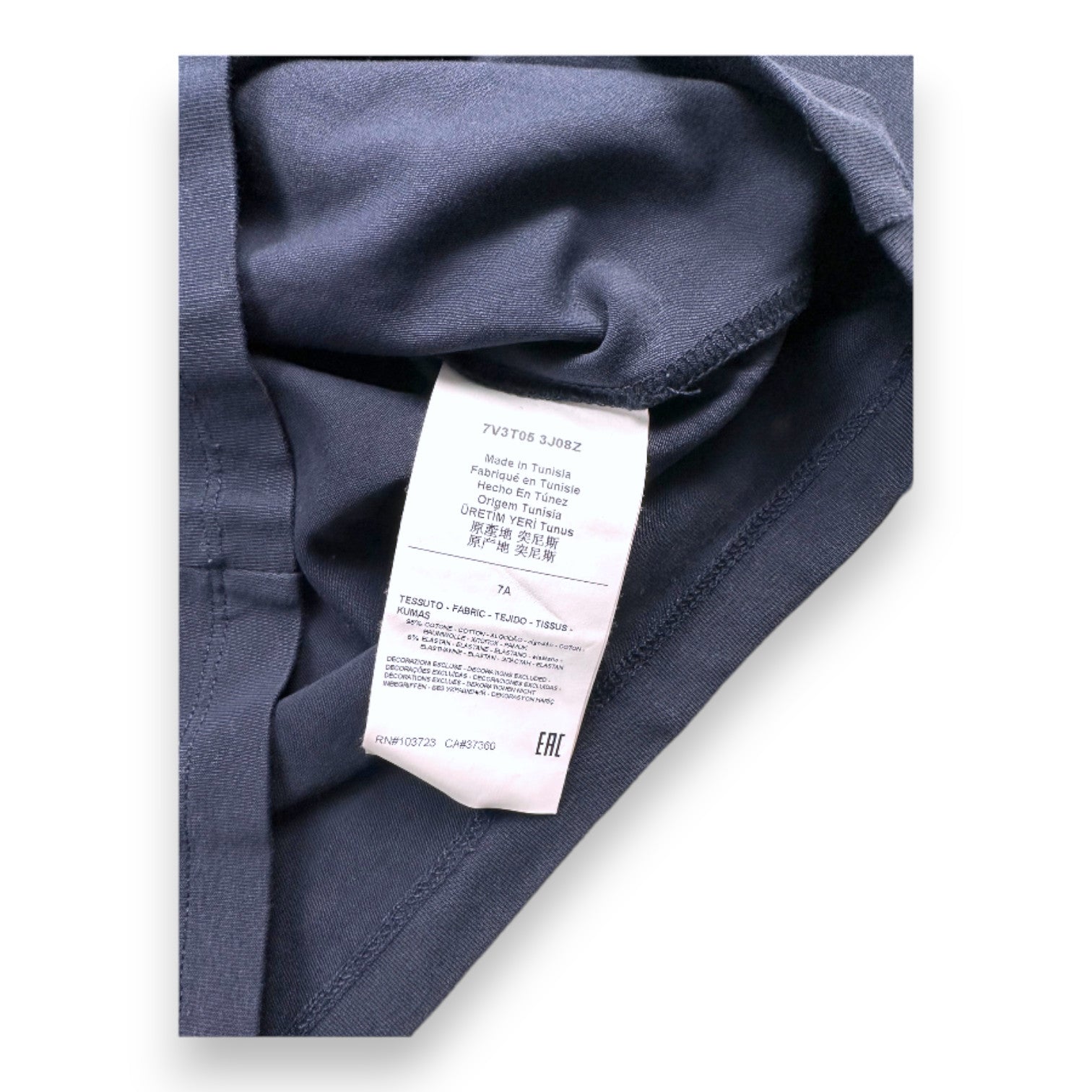 ARMANI - T-shirt à manches longues bleu avec imprimé rose - 7 ans