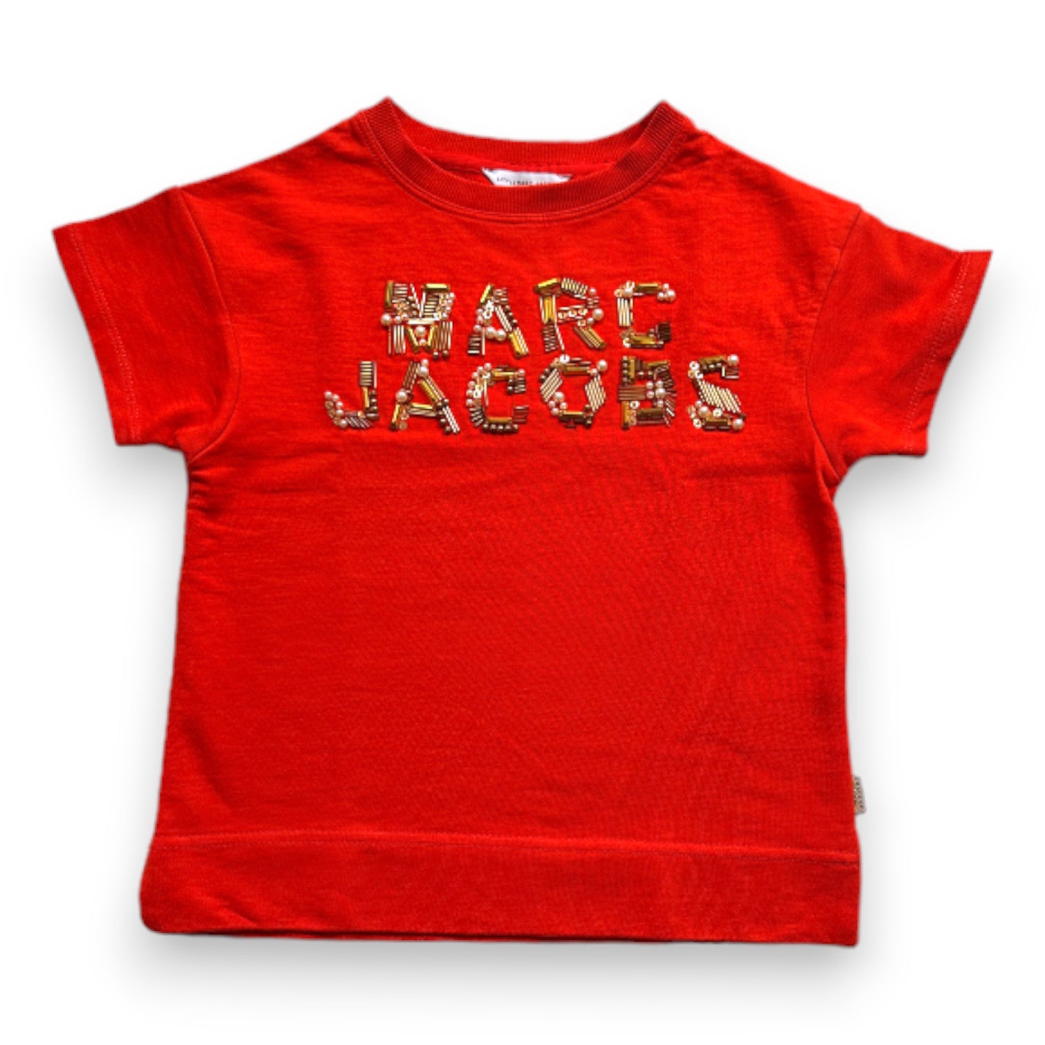 MARC JACOBS - T-shirt rouge à manches courtes avec broderies - 6 ans