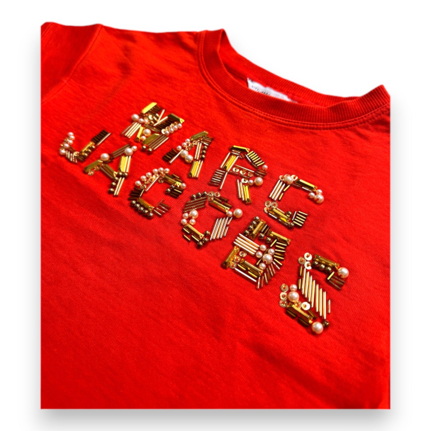 MARC JACOBS - T-shirt rouge à manches courtes avec broderies - 6 ans