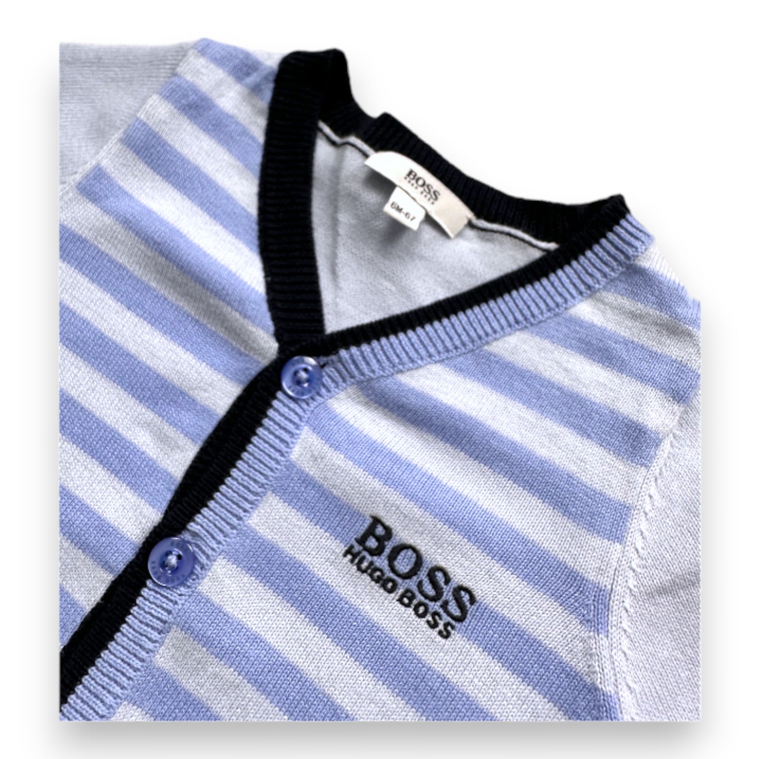 HUGO BOSS - cardigan à rayures bleu - 6 mois