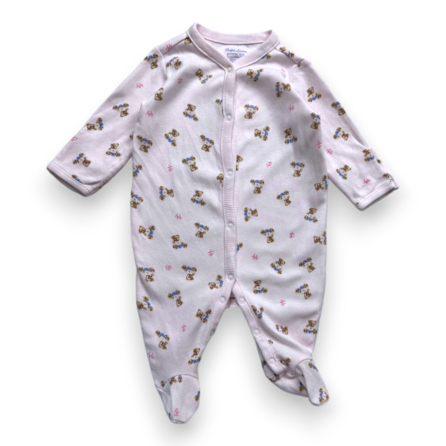 RALPH LAUREN - Pink jumpsuit with bear print - 1 month