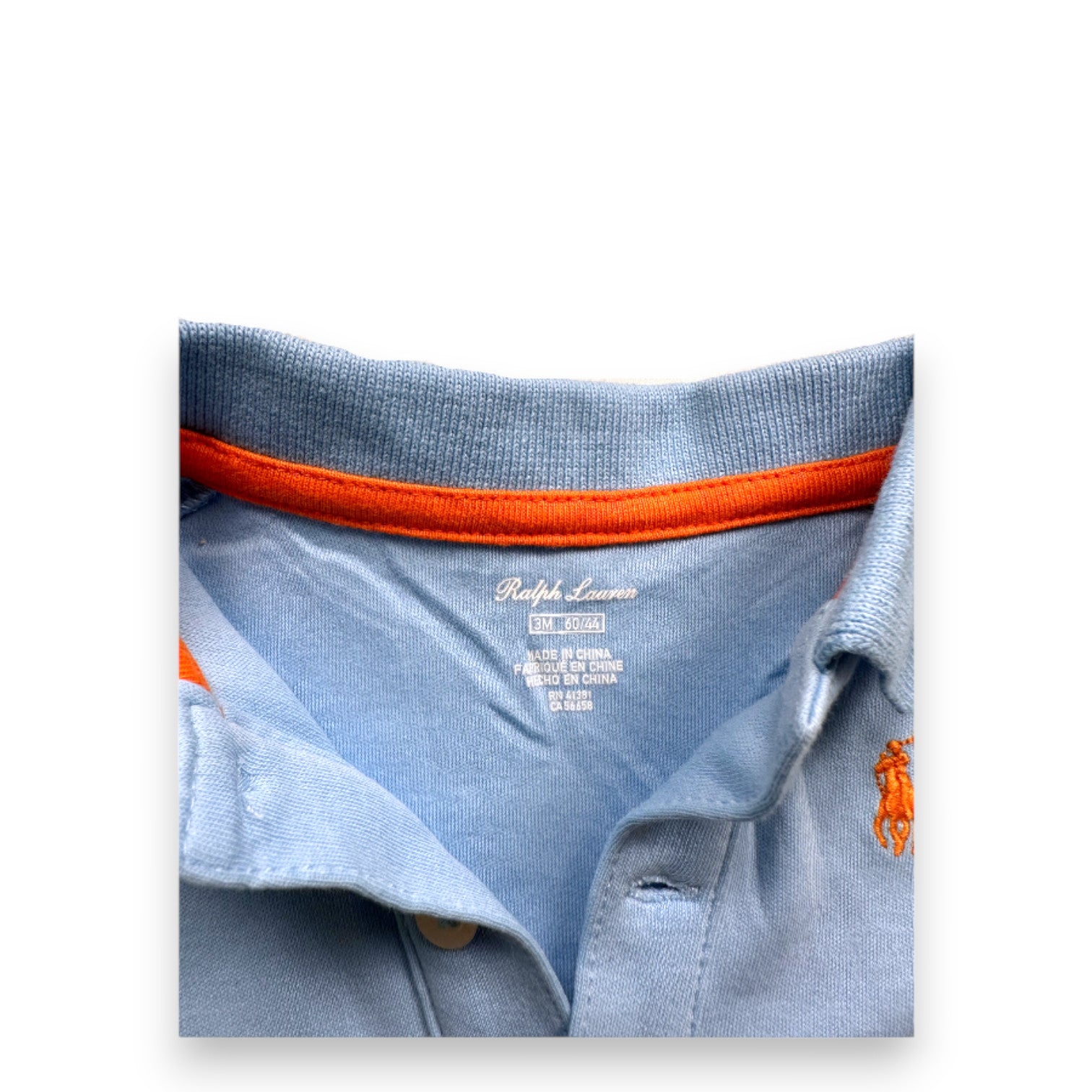 RALPH LAUREN - Blue polo bodysuit - 3 months