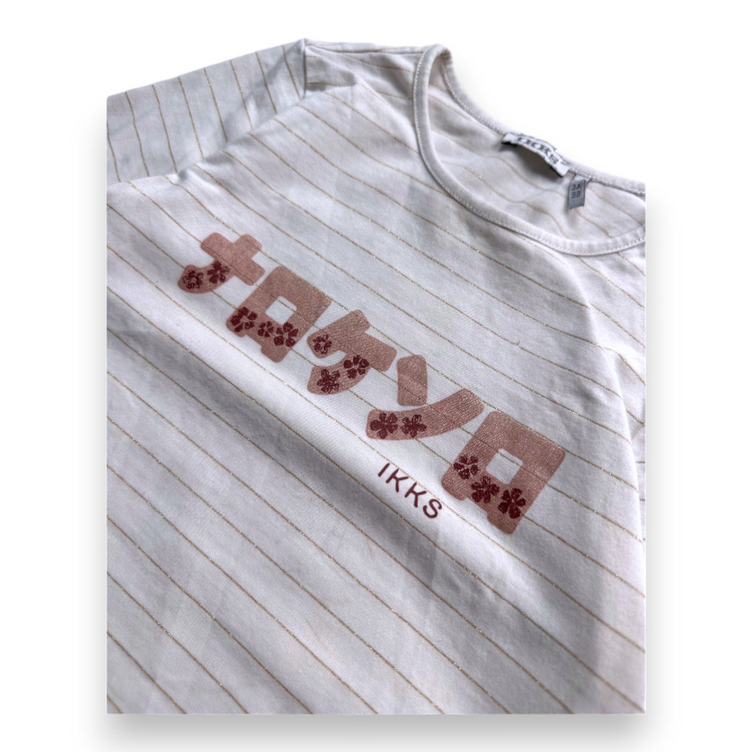 IKKS - T-shirt blanc et rose avec imprimés - 3 ans