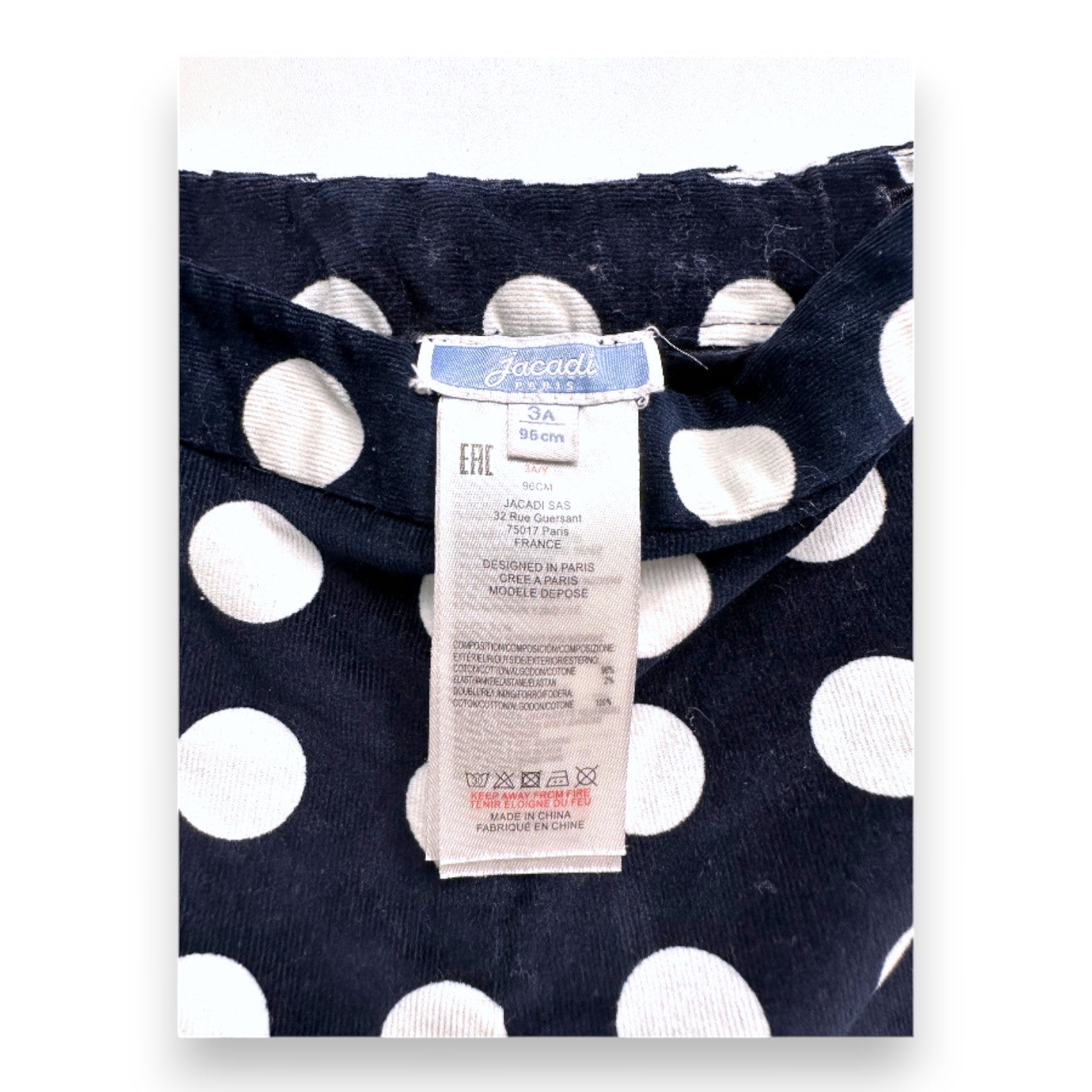 JACADI - Short bleu à pois blanc - 3 ans