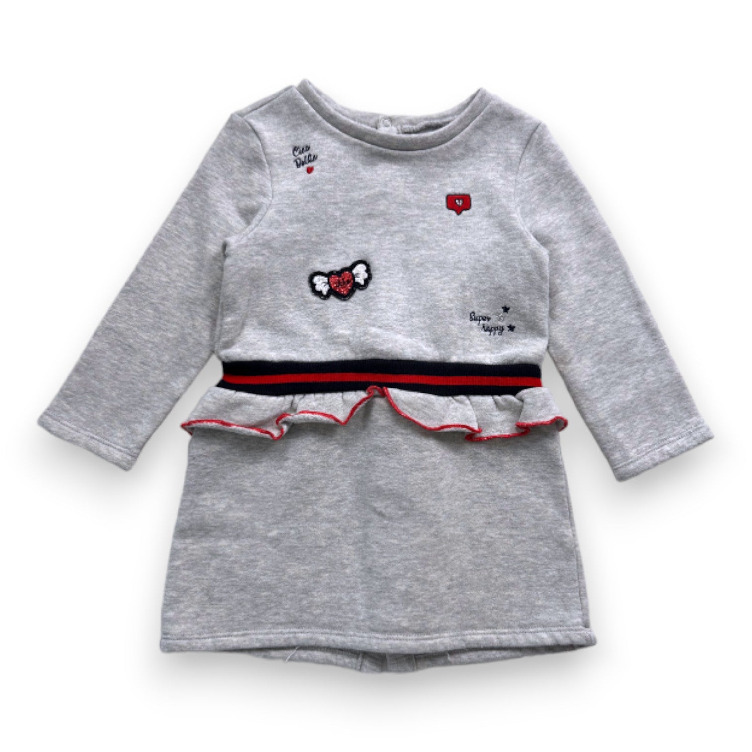 IKKS - Grey dress with embroidery - 2 years