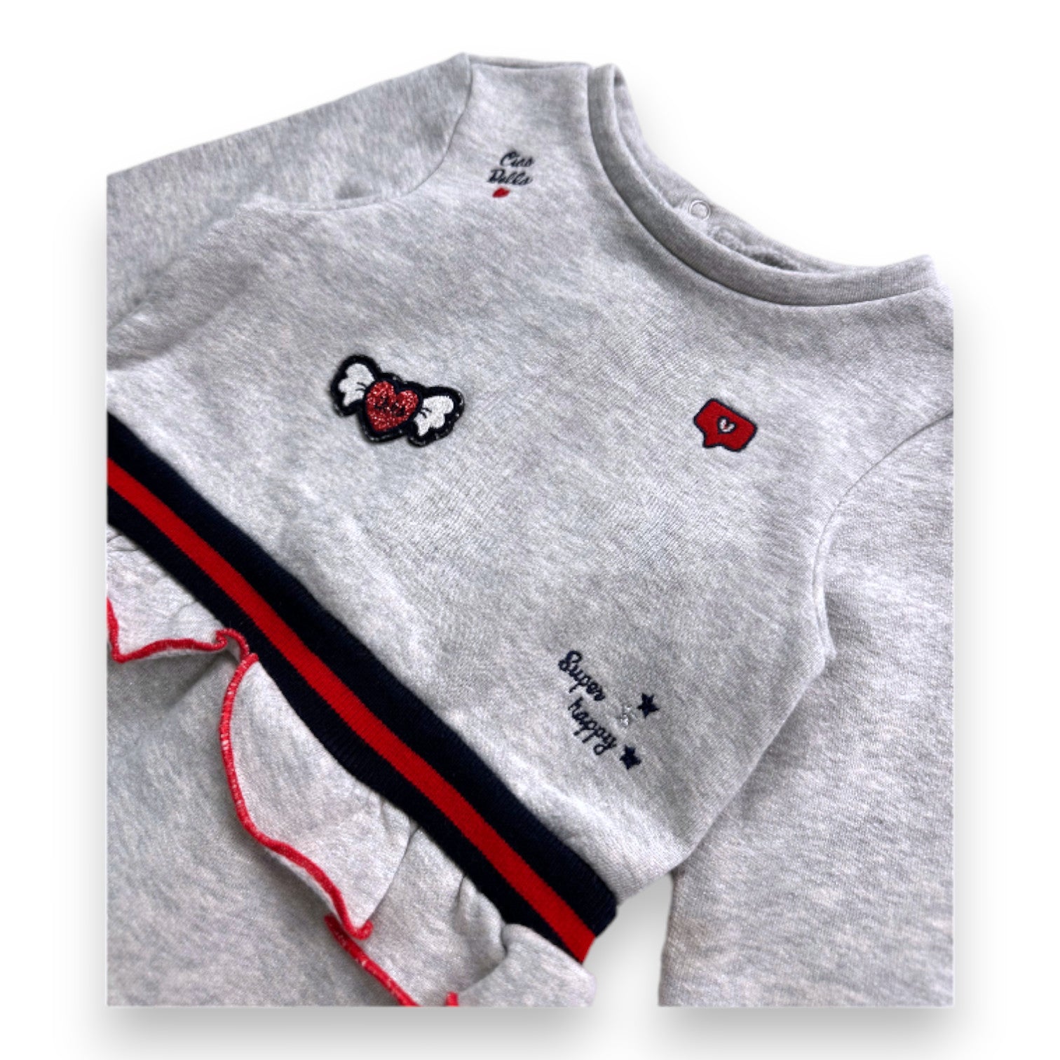 IKKS - Grey dress with embroidery - 2 years