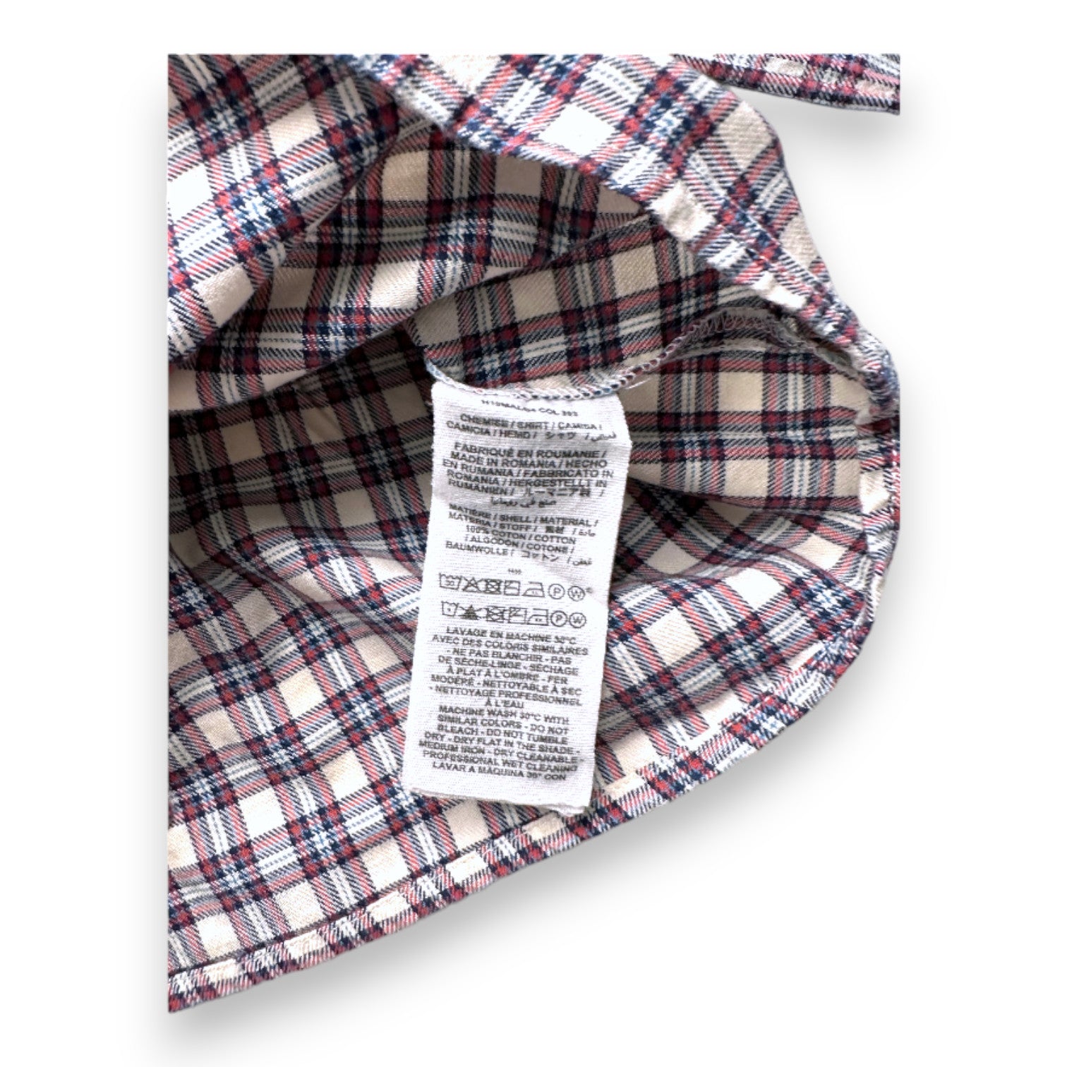 BONPOINT - Chemise beige à carreaux - 18 mois