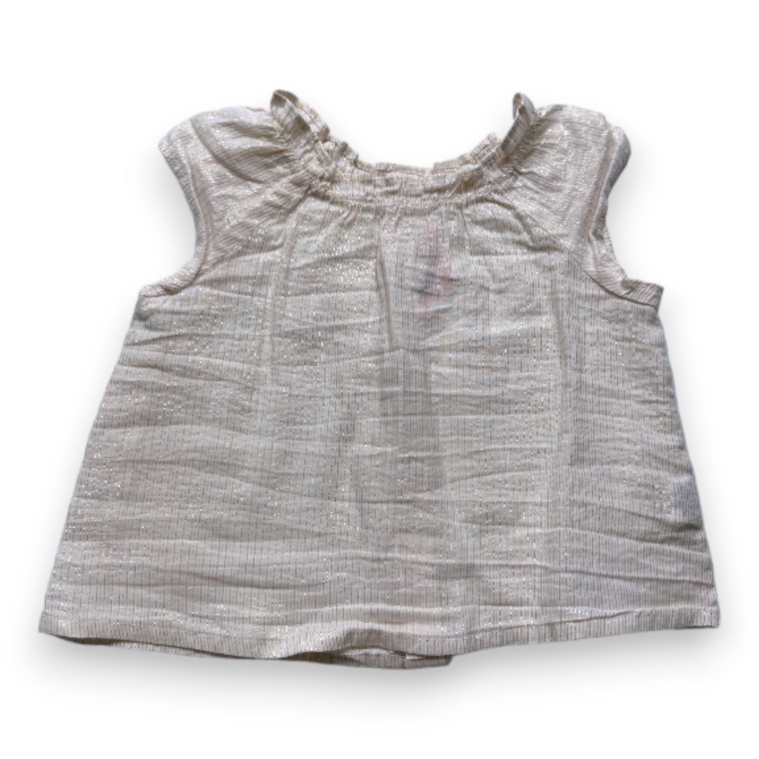 BONPOINT - Chemisier blanc et doré à manches courtes - 6 mois