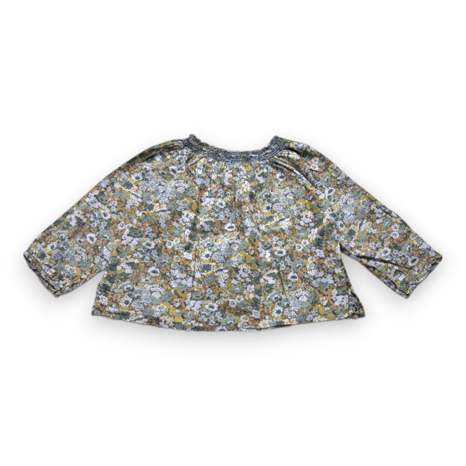BONPOINT - Green floral blouse with long sleeves - 4 years