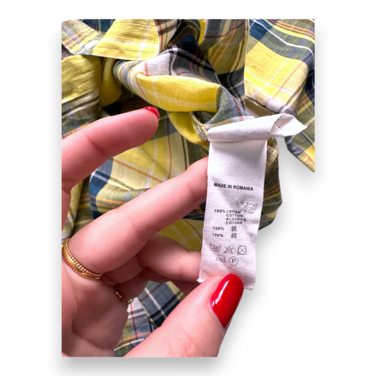 BONPOINT - Yellow checked long-sleeved shirt - 12 years