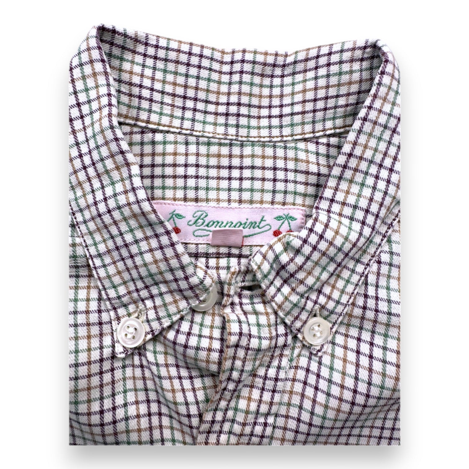 BONPOINT - Chemise à manches longues beige à carreaux - 3 ans