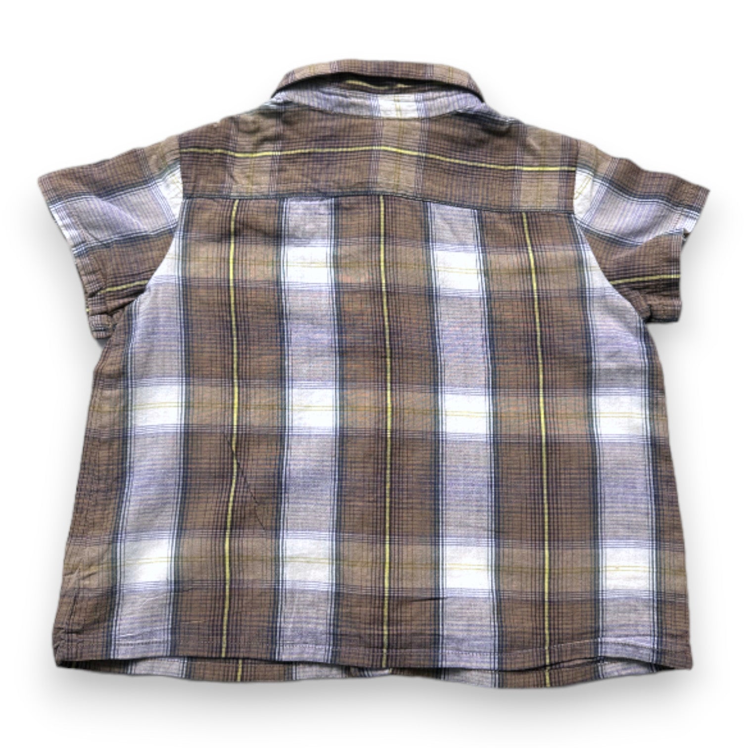 BONPOINT - Blue and brown checked short-sleeved shirt - 2 years