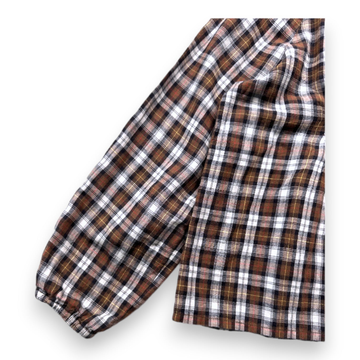 BONPOINT - Blouse à manches longues marron et blanche à carreaux - 6 ans