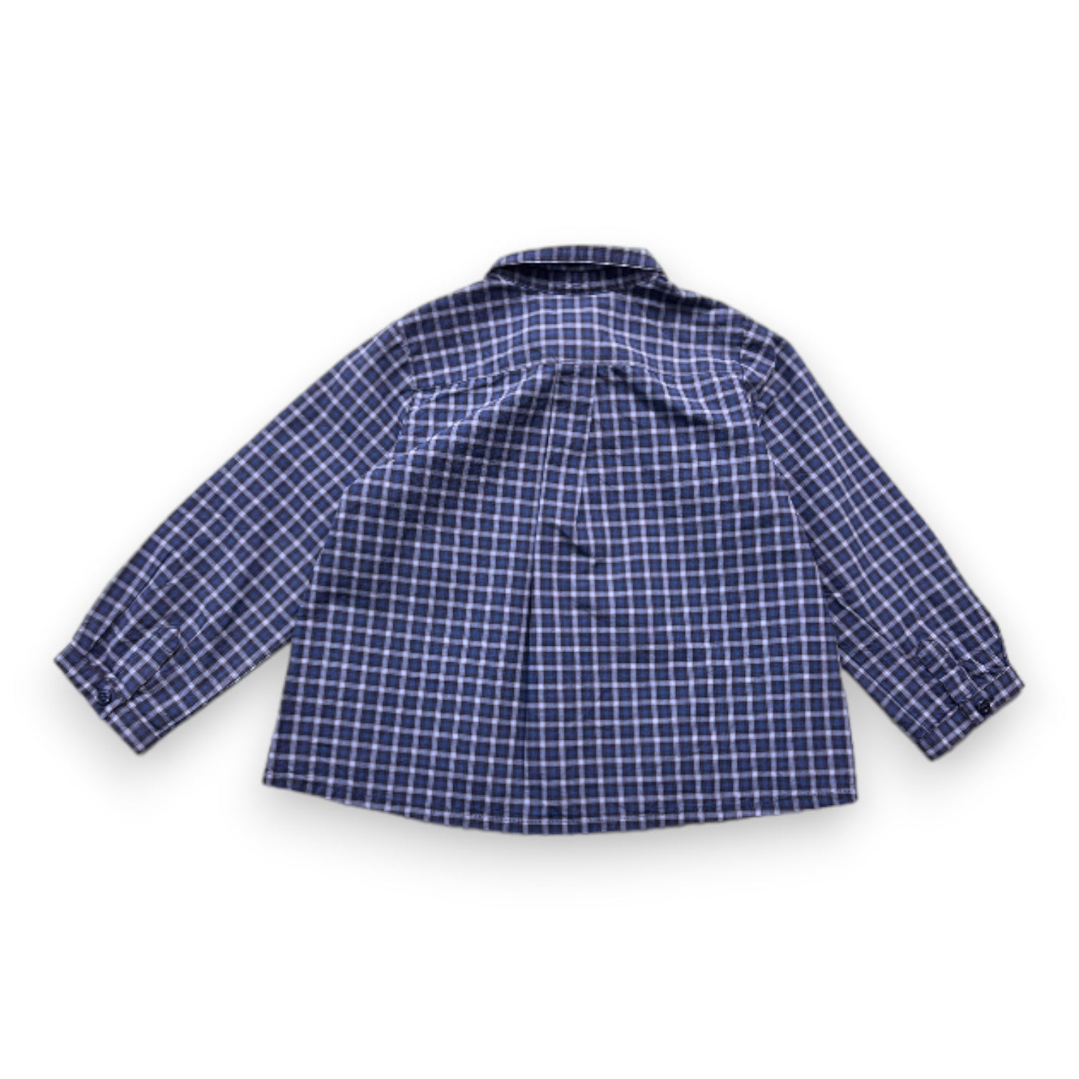 BONPOINT - Blue checked long-sleeved shirt - 18 months