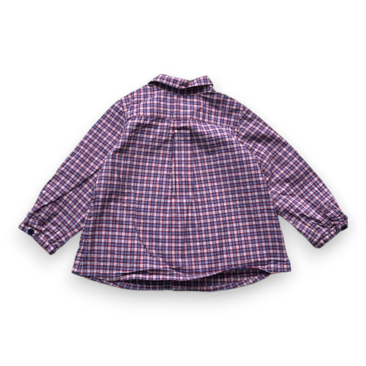 BONPOINT - Blue and red checked long-sleeved shirt - 12 months